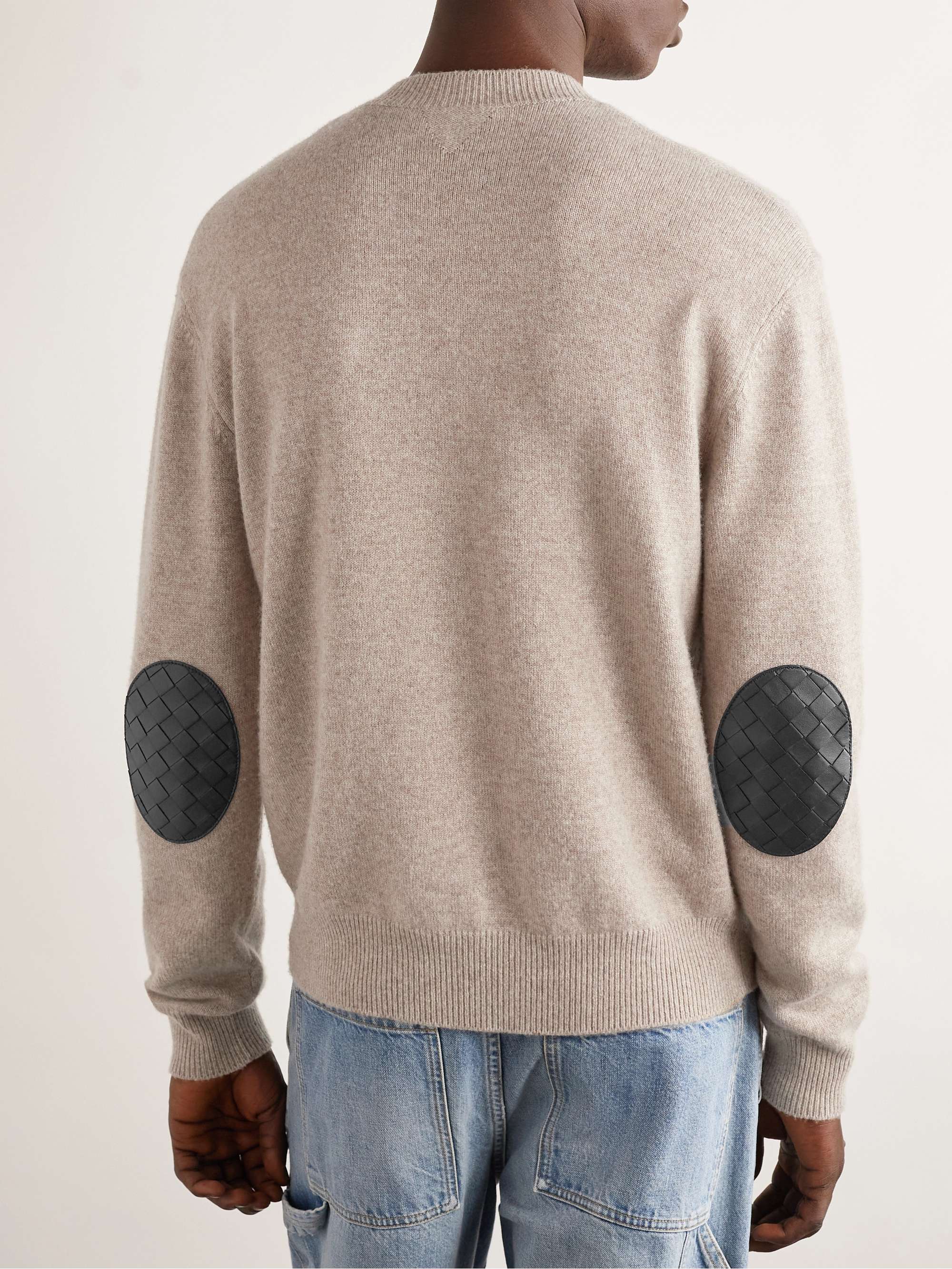 Intrecciato Leather-Trimmed Cashmere-Blend Sweater view