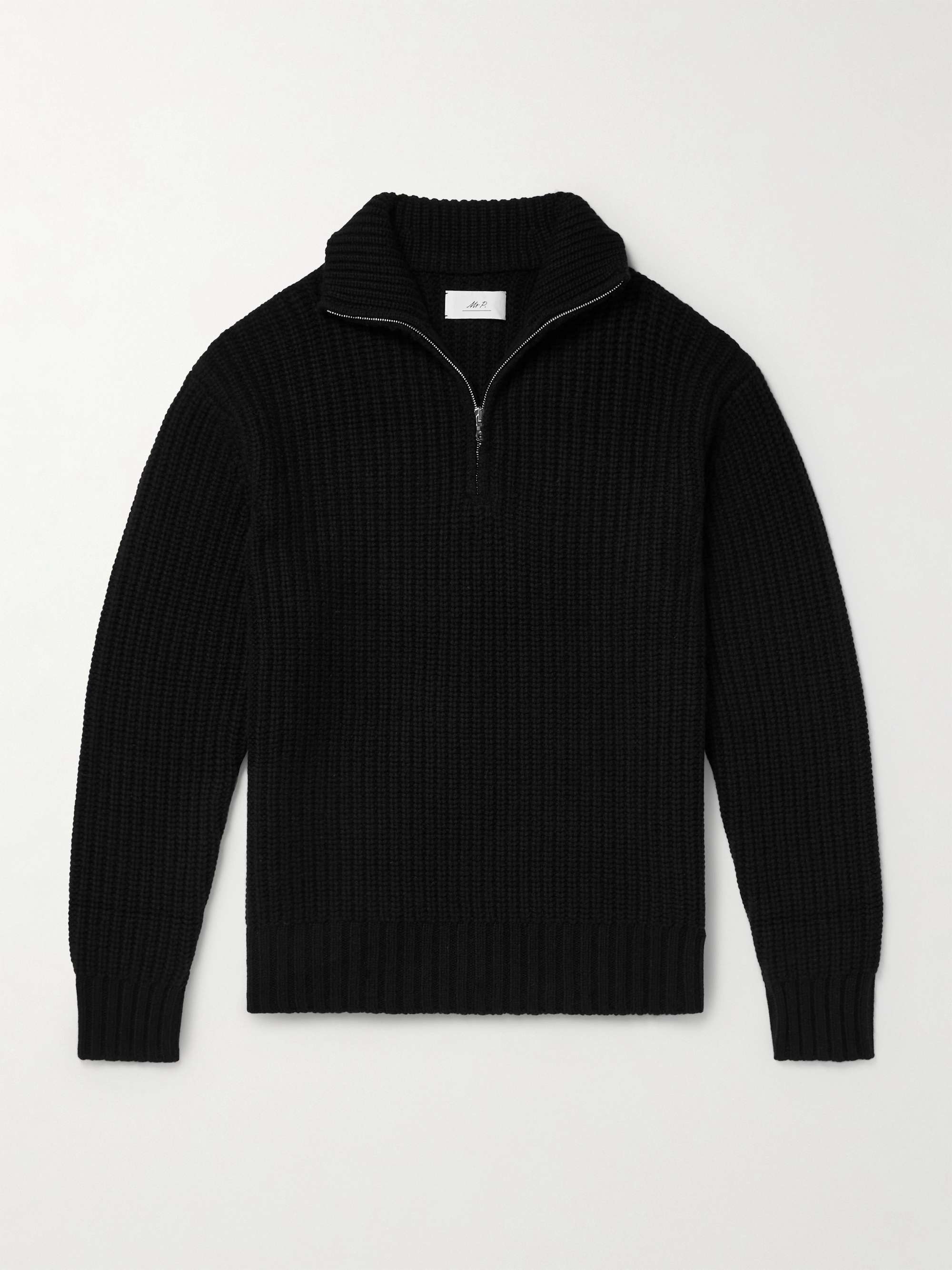 Ribbed Wool and Cashmere-Blend Half-Zip Sweater view