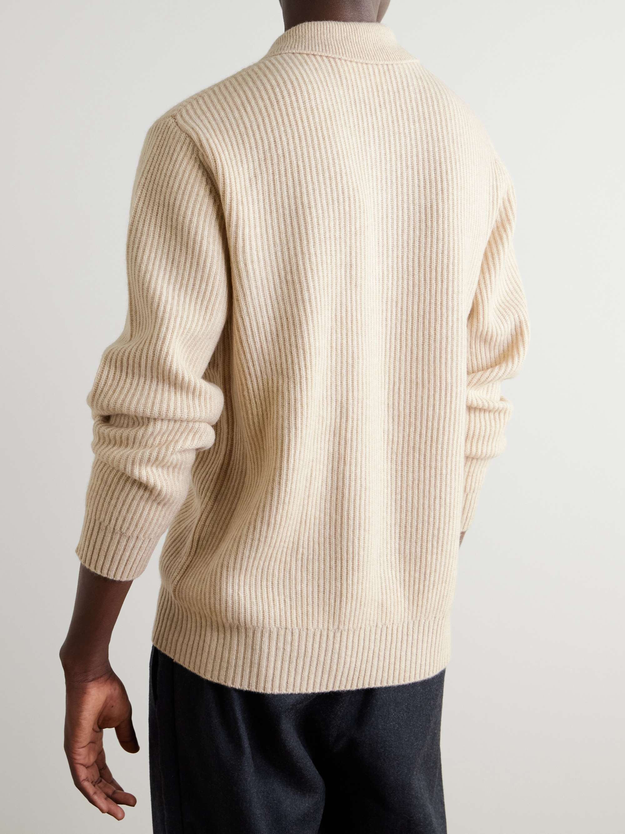 Ribbed Cashmere Polo Shirt view