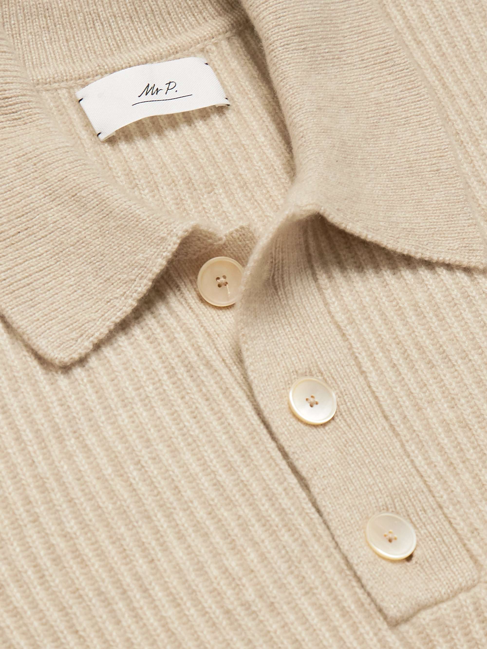 Ribbed Cashmere Polo Shirt view