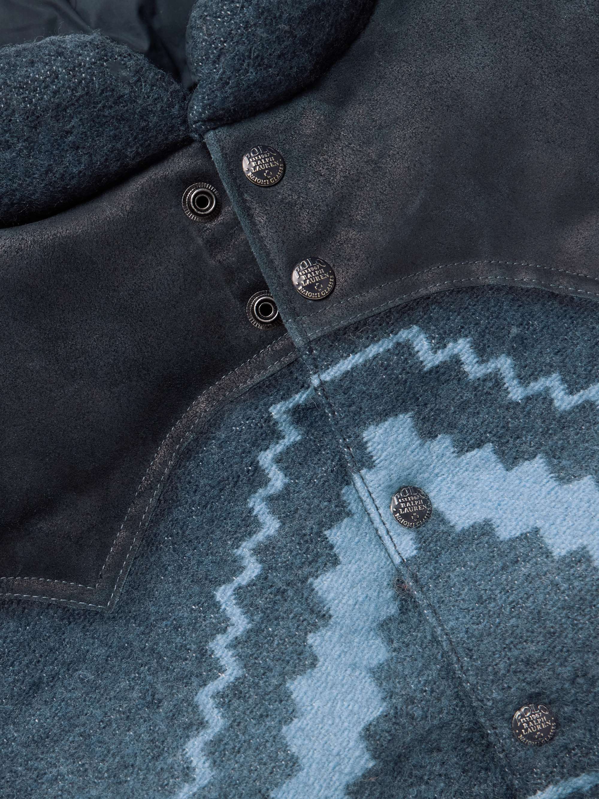 + Naiomi Glasses Padded Waxed Suede-Trimmed Printed Wool and Cotton-Blend Gilet view
