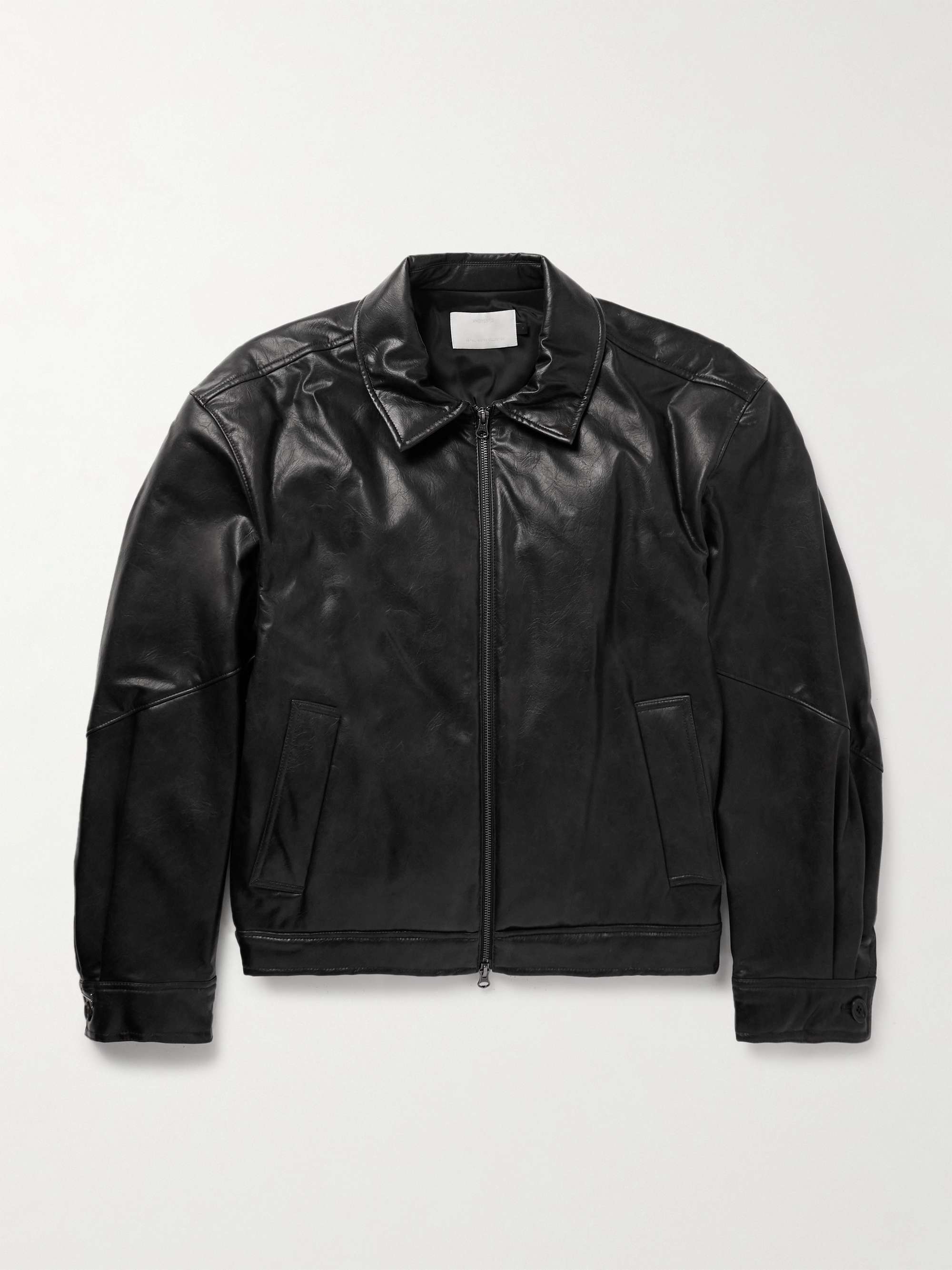 Padded Crinkled Faux Leather Blouson Jacket view