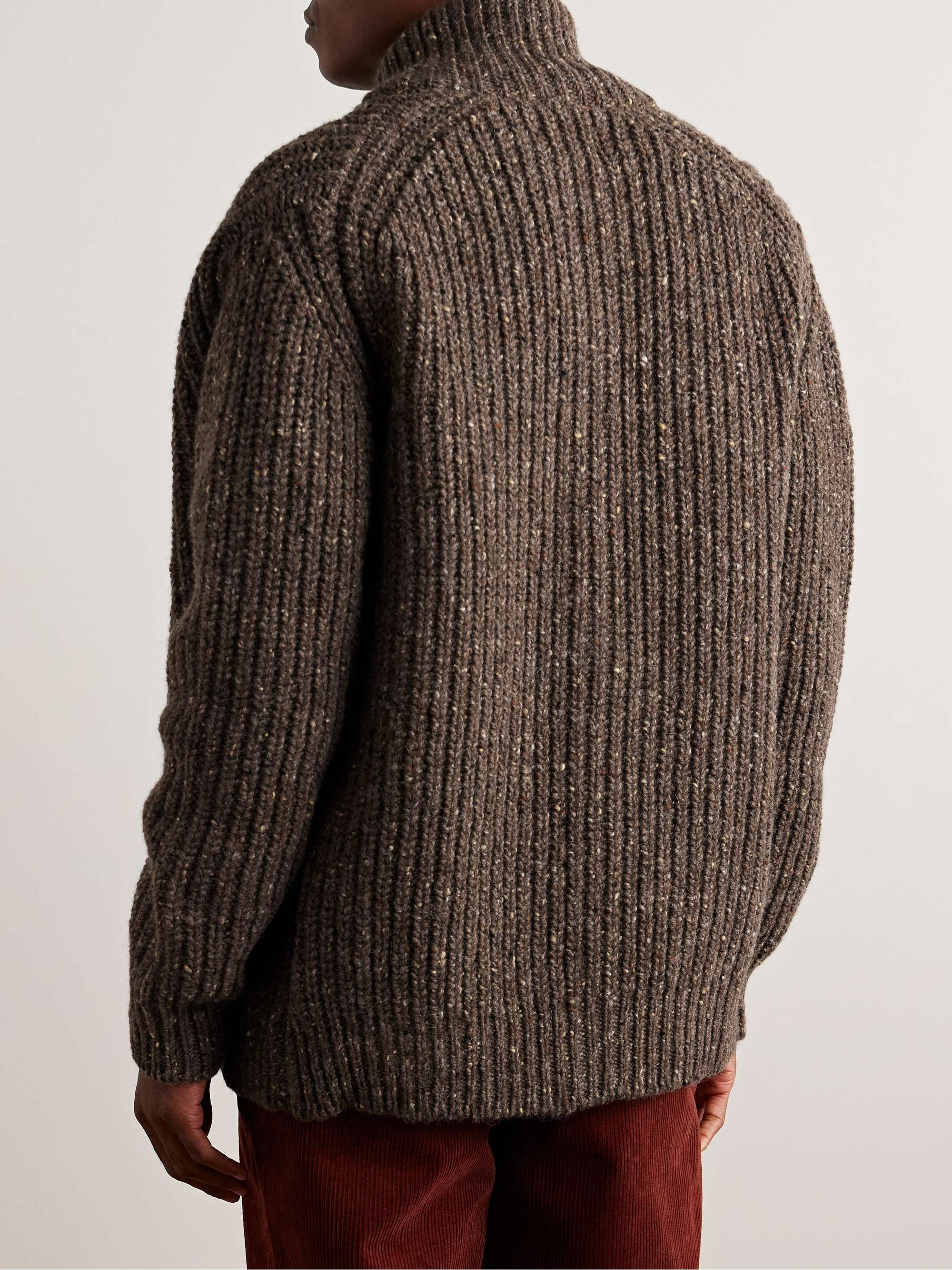 Loose Ends Ribbed Donegal Wool Zip-Up Cardigan view