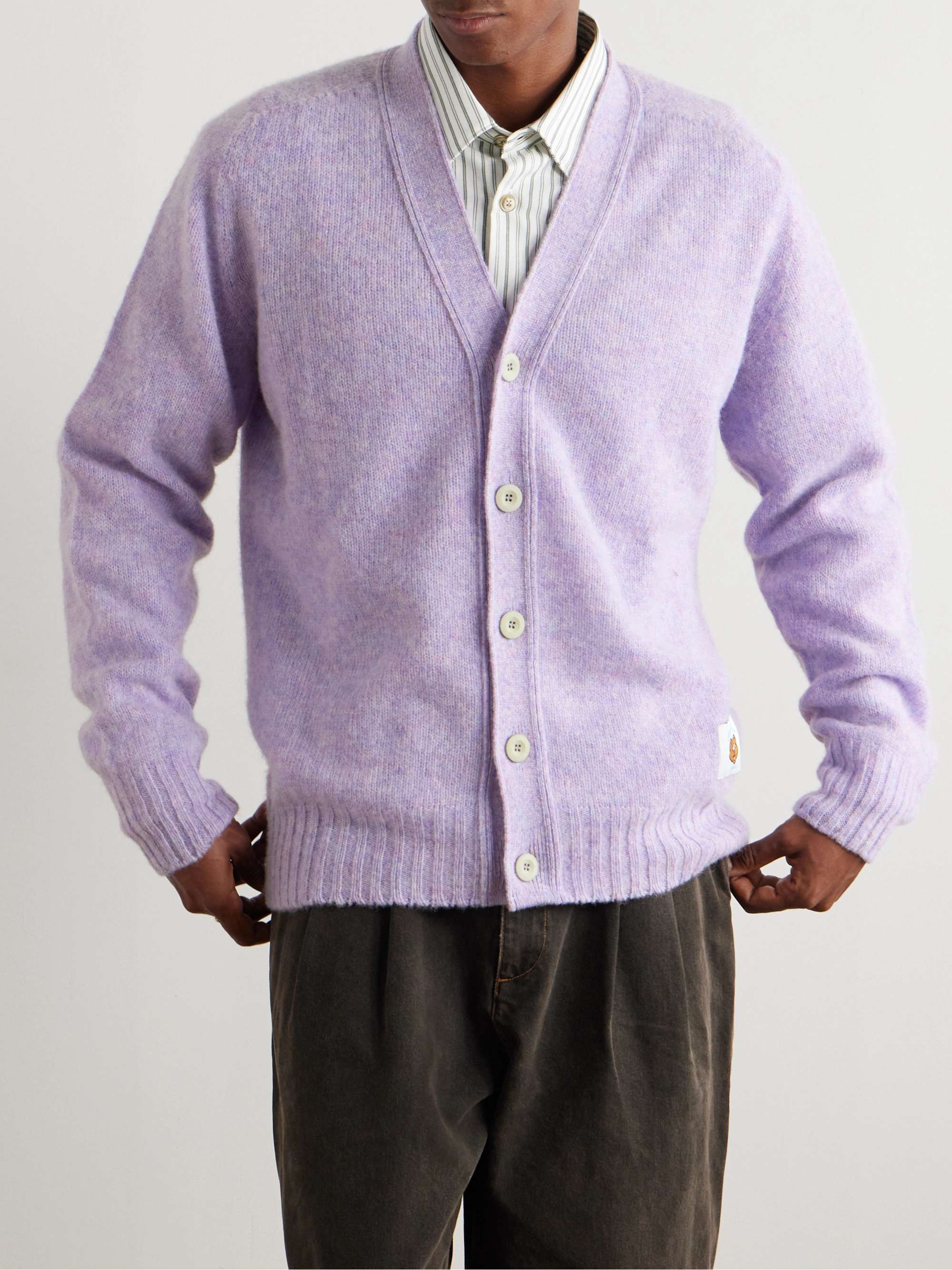 Shaggy Bear Logo-Appliquéd Wool Cardigan view