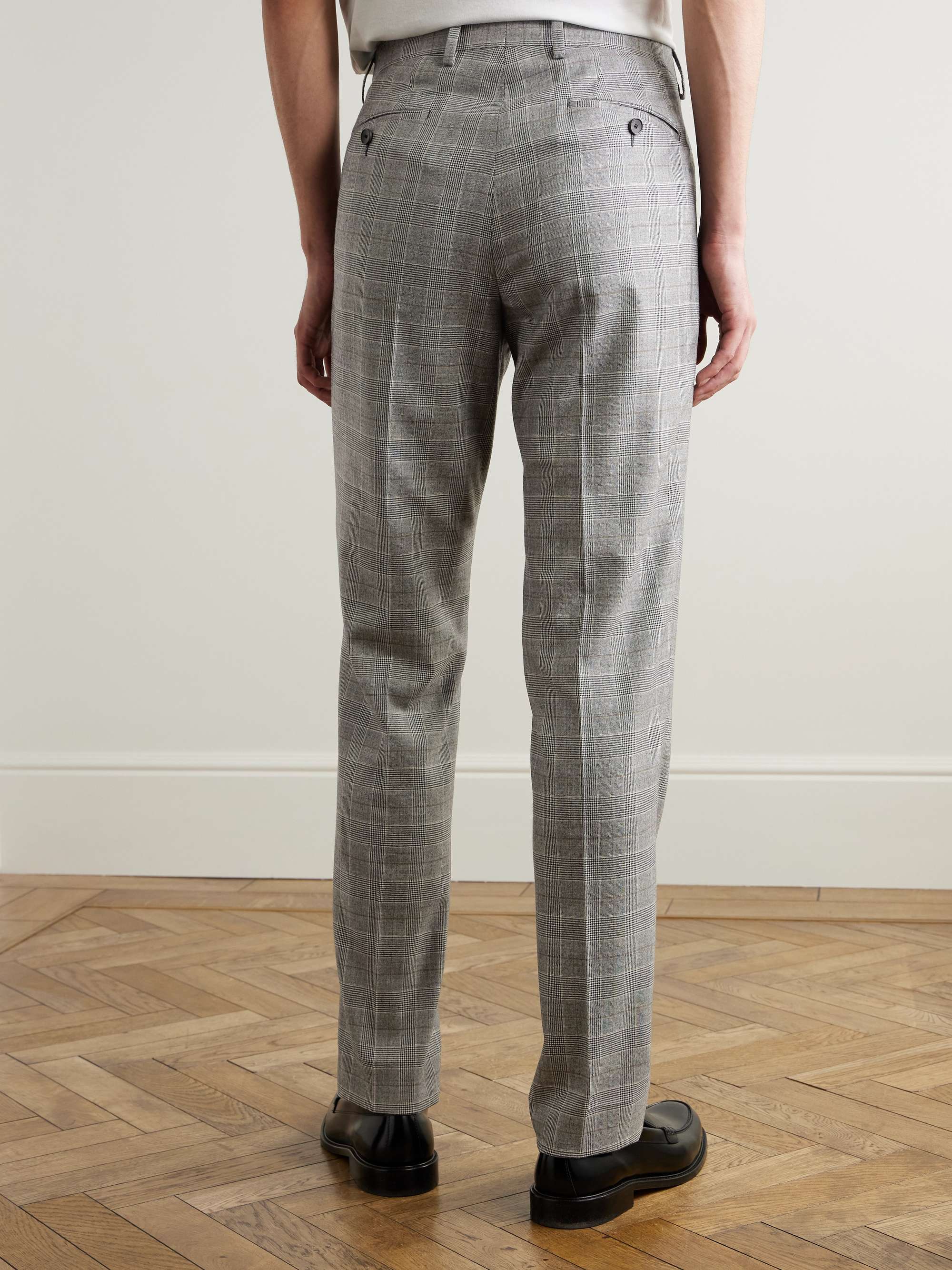 Slim-Fit Prince of Wales Checked Wool-Flannel Suit Trousers view