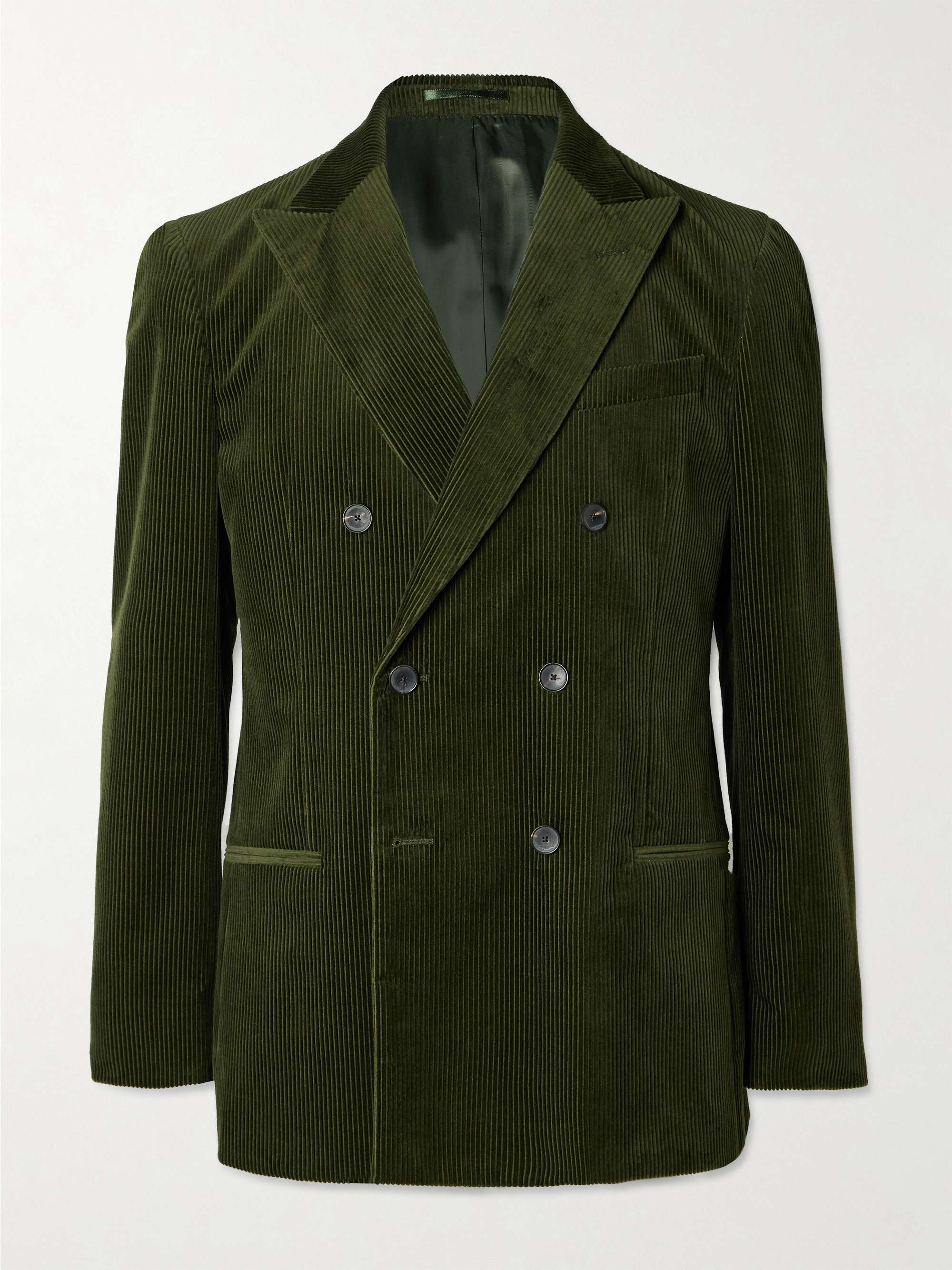 Slim-Fit Double-Breasted Cotton and Cashmere-Blend Corduroy Tuxedo Jacket view