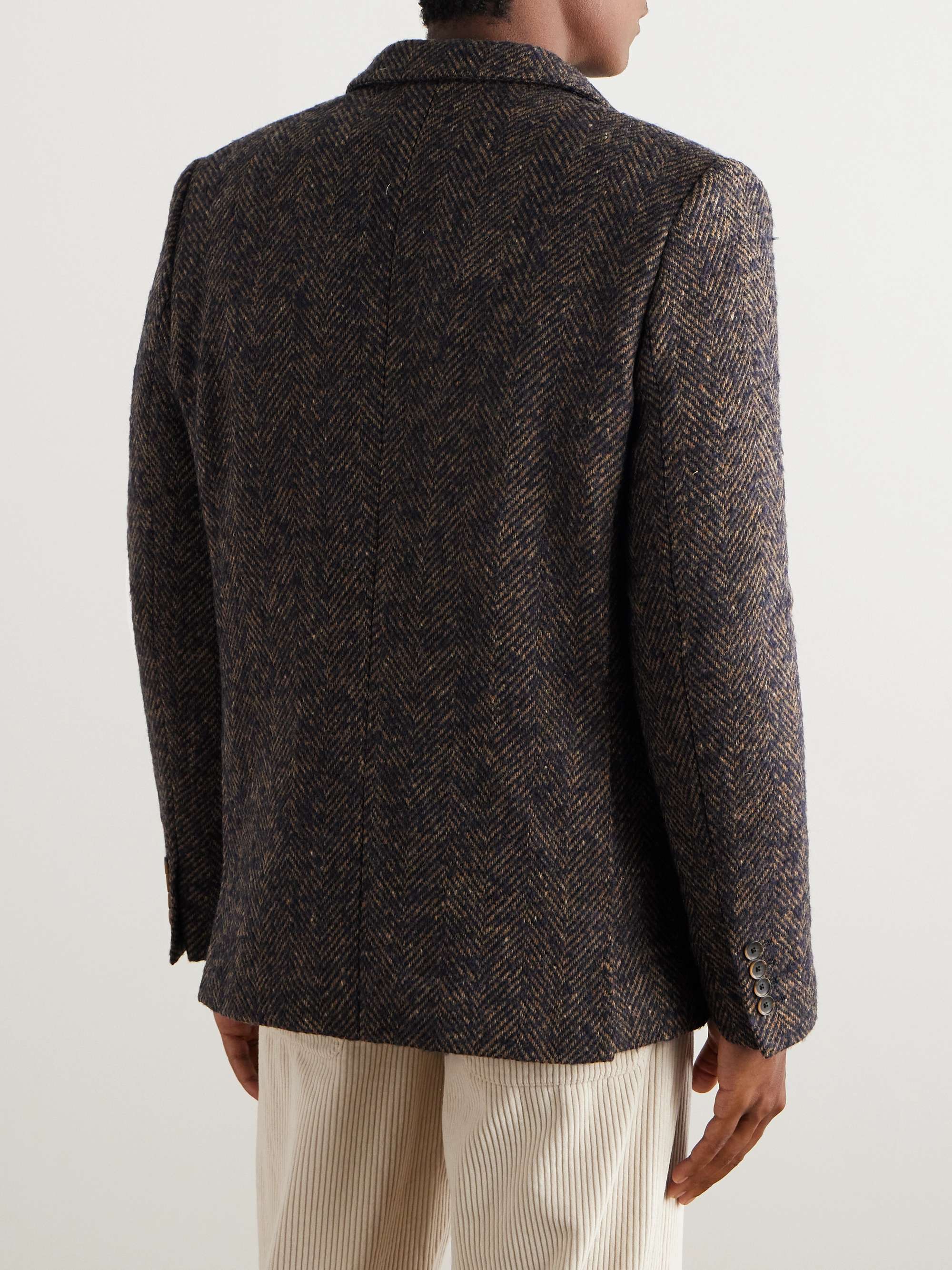 Double-Breasted Herringbone Wool-Blend Blazer view