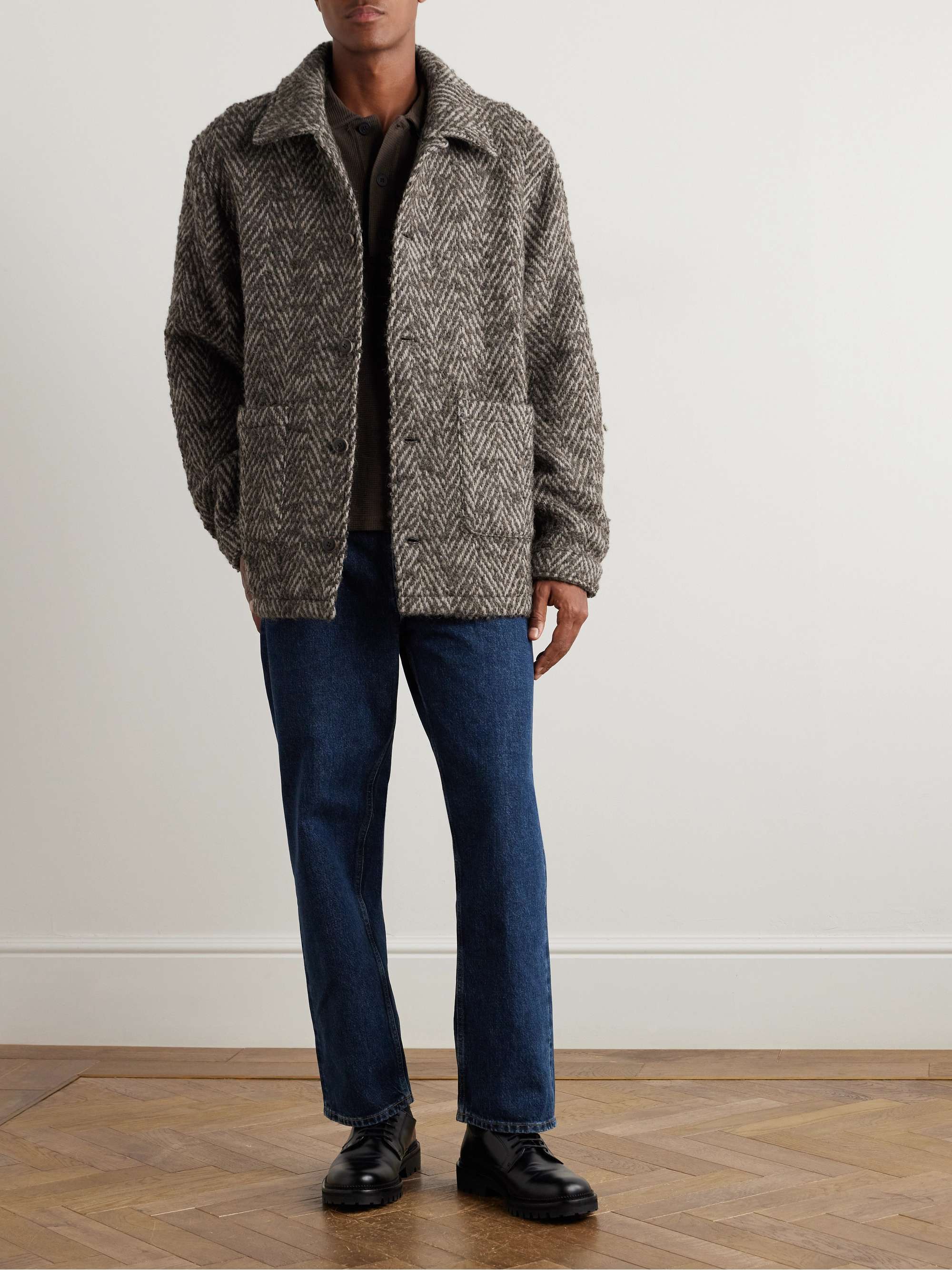 Jorvi Herringbone Brushed Wool and Alpaca-Blend Coat view