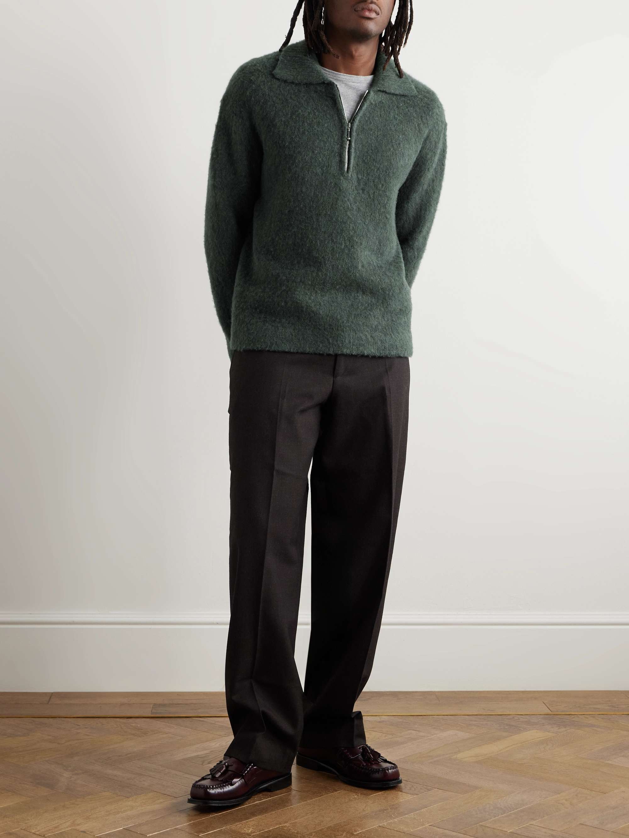 Sechura Brushed Merino Wool-Blend Half-Zip Sweater view