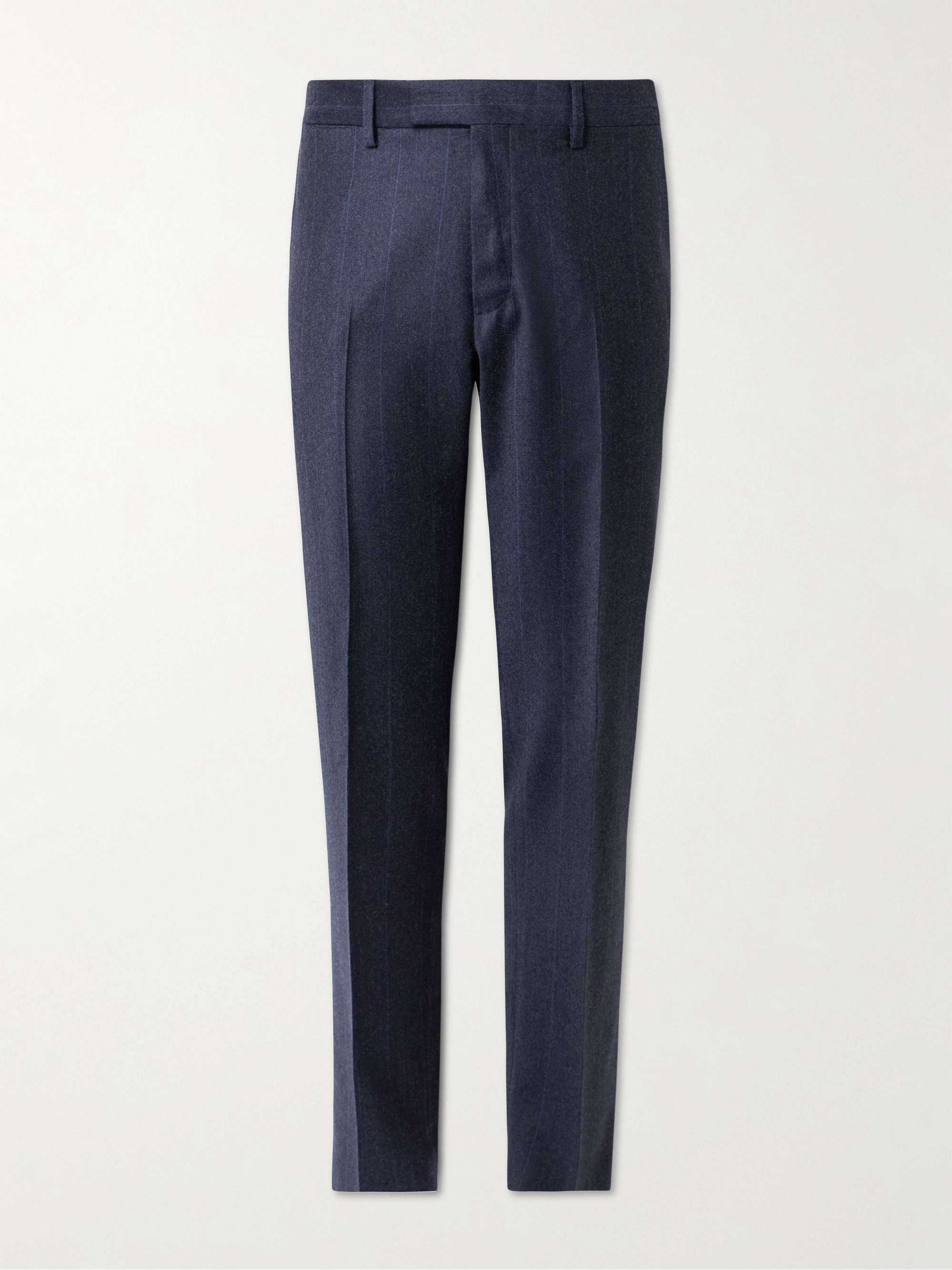 Straight-Leg Pinstriped Wool-Flannel Suit Trousers view