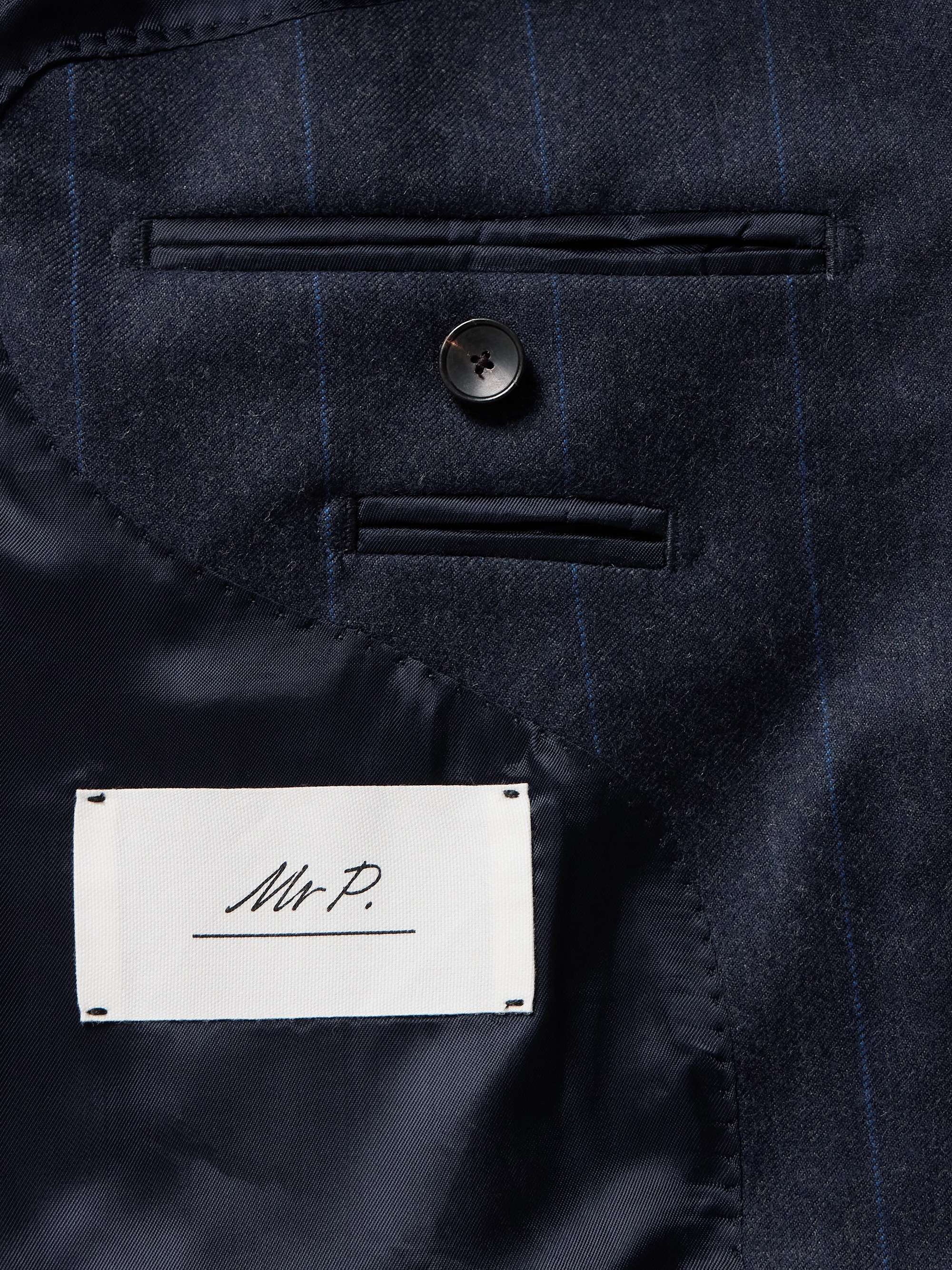 Regular-Fit Pinstriped Wool-Flannel Suit Jacket view