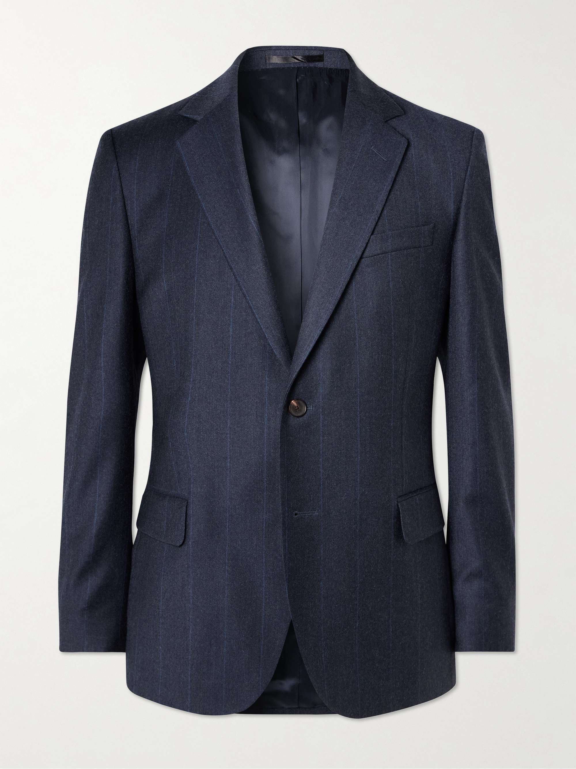 Regular-Fit Pinstriped Wool-Flannel Suit Jacket view