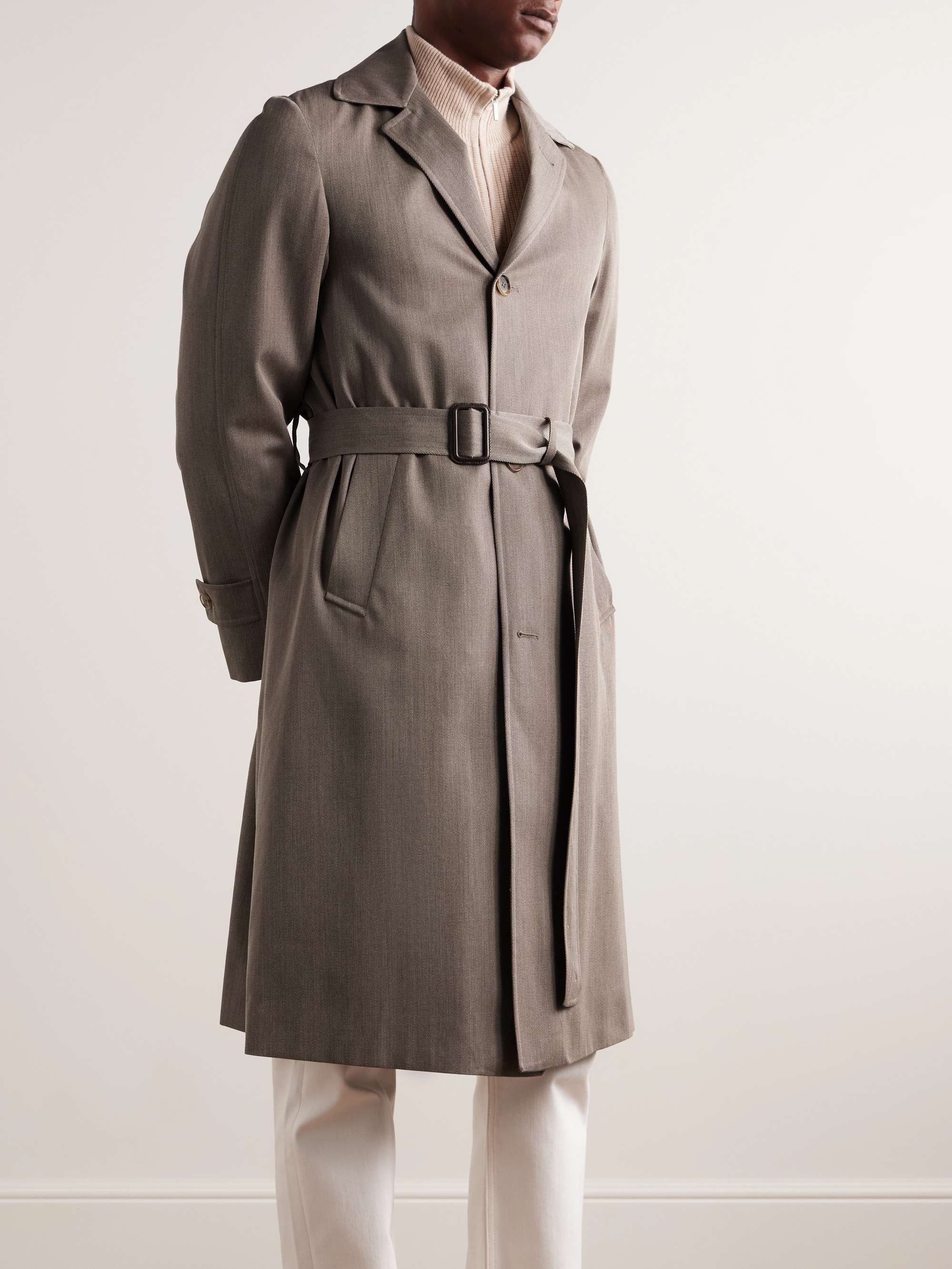 Belted Wool-Twill Coat view