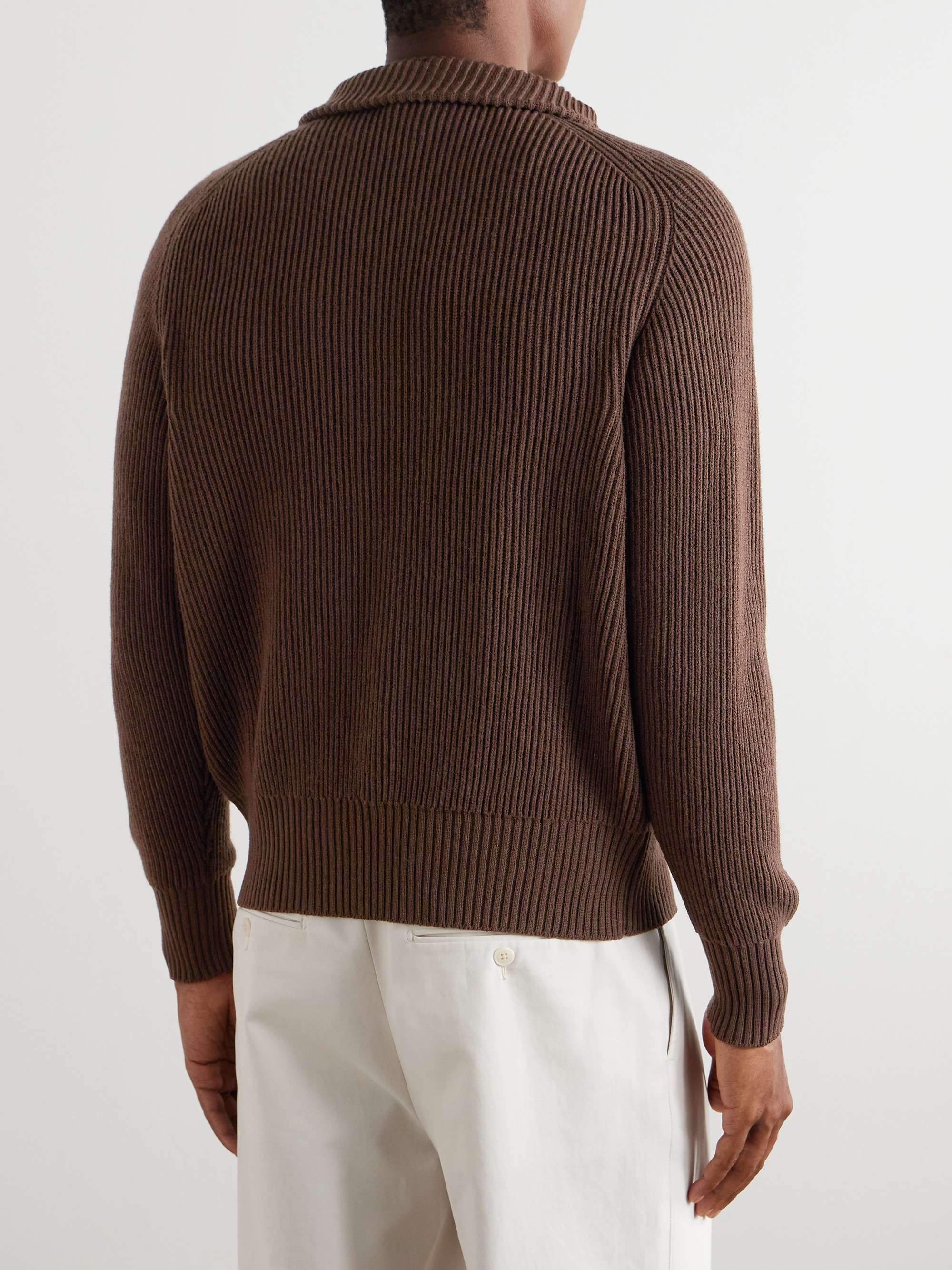 Slim-Fit Ribbed Cashmere Cardigan view