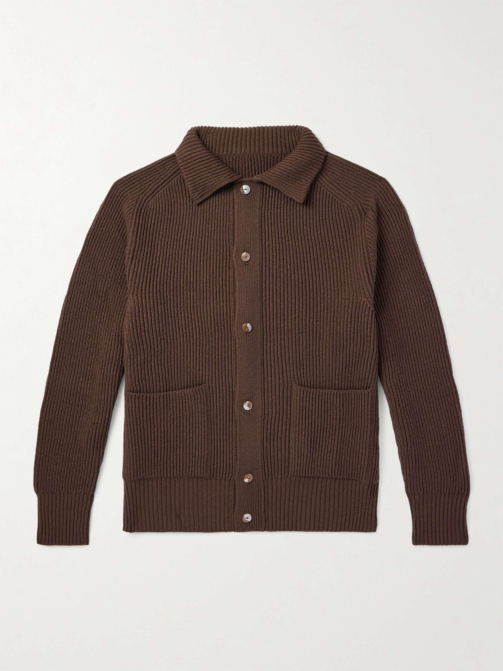 Slim-Fit Ribbed Cashmere Cardigan view