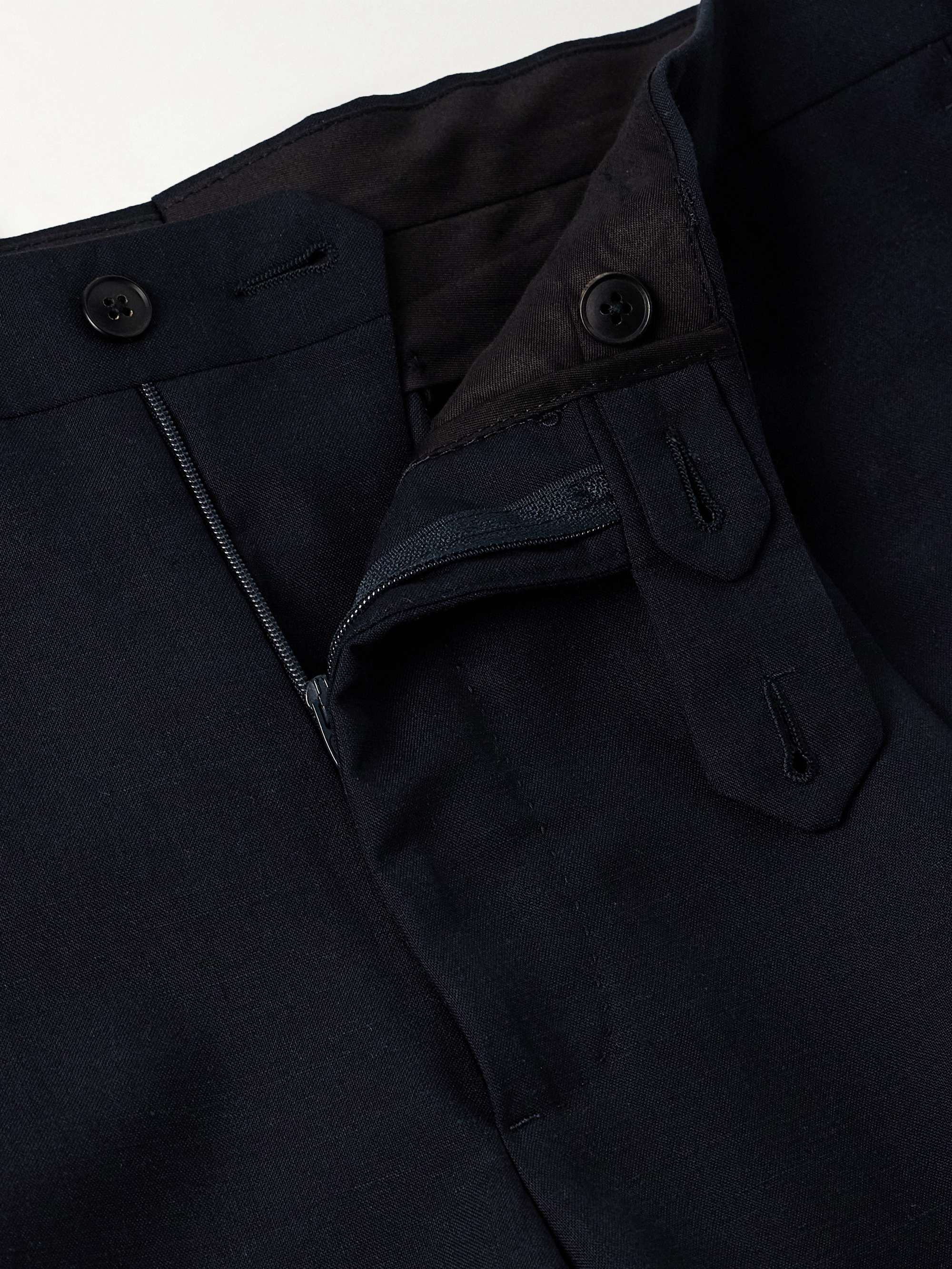 Amo Wide-Leg Pleated Wool, Silk and Linen-Blend Suit Trousers view