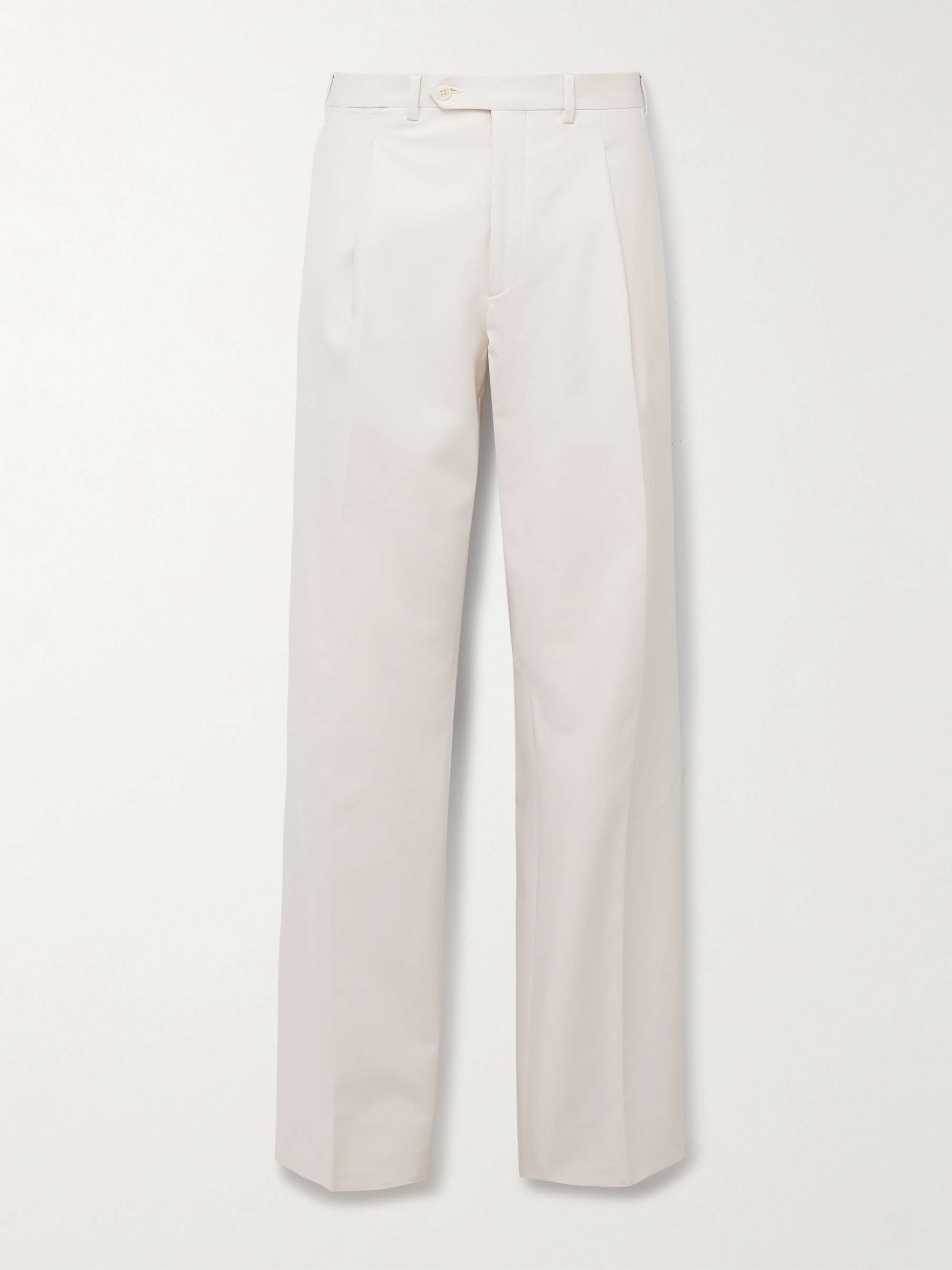 Amo Wide-Leg Pleated Cotton-Blend Trousers view