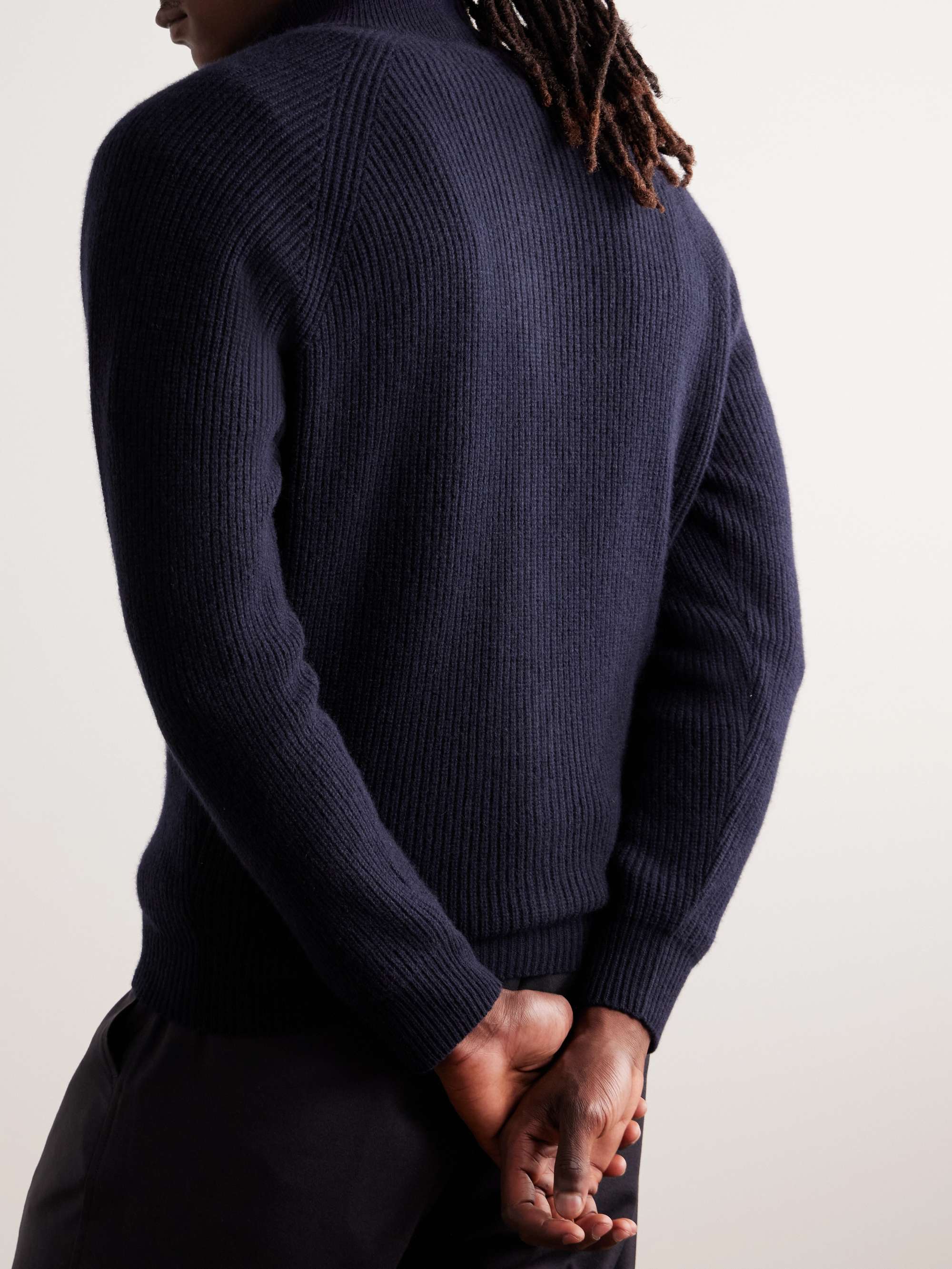 Halle Ribbed Cashmere Zip-Up Cardigan view