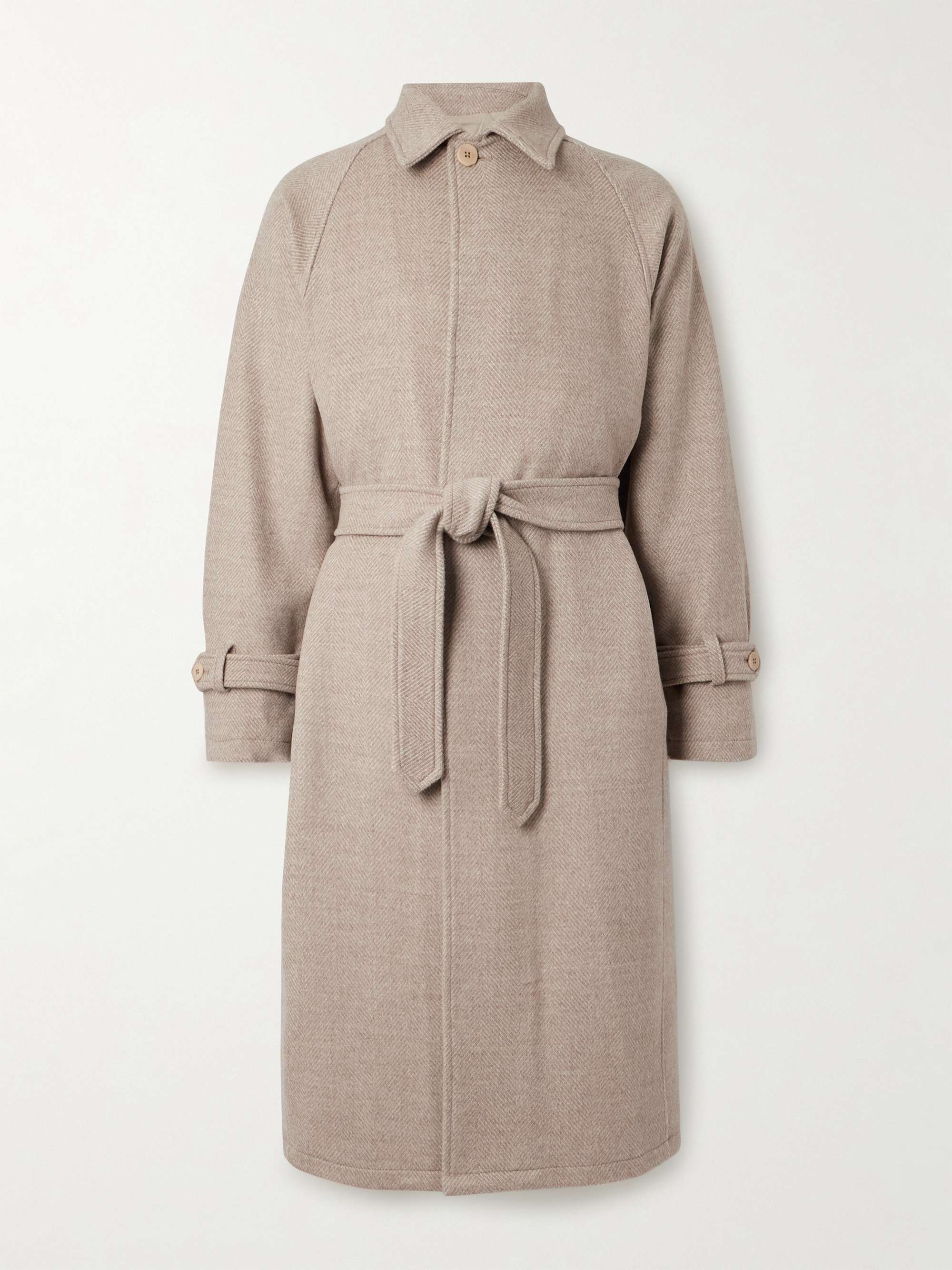 Belted Herringbone Wool Coat view