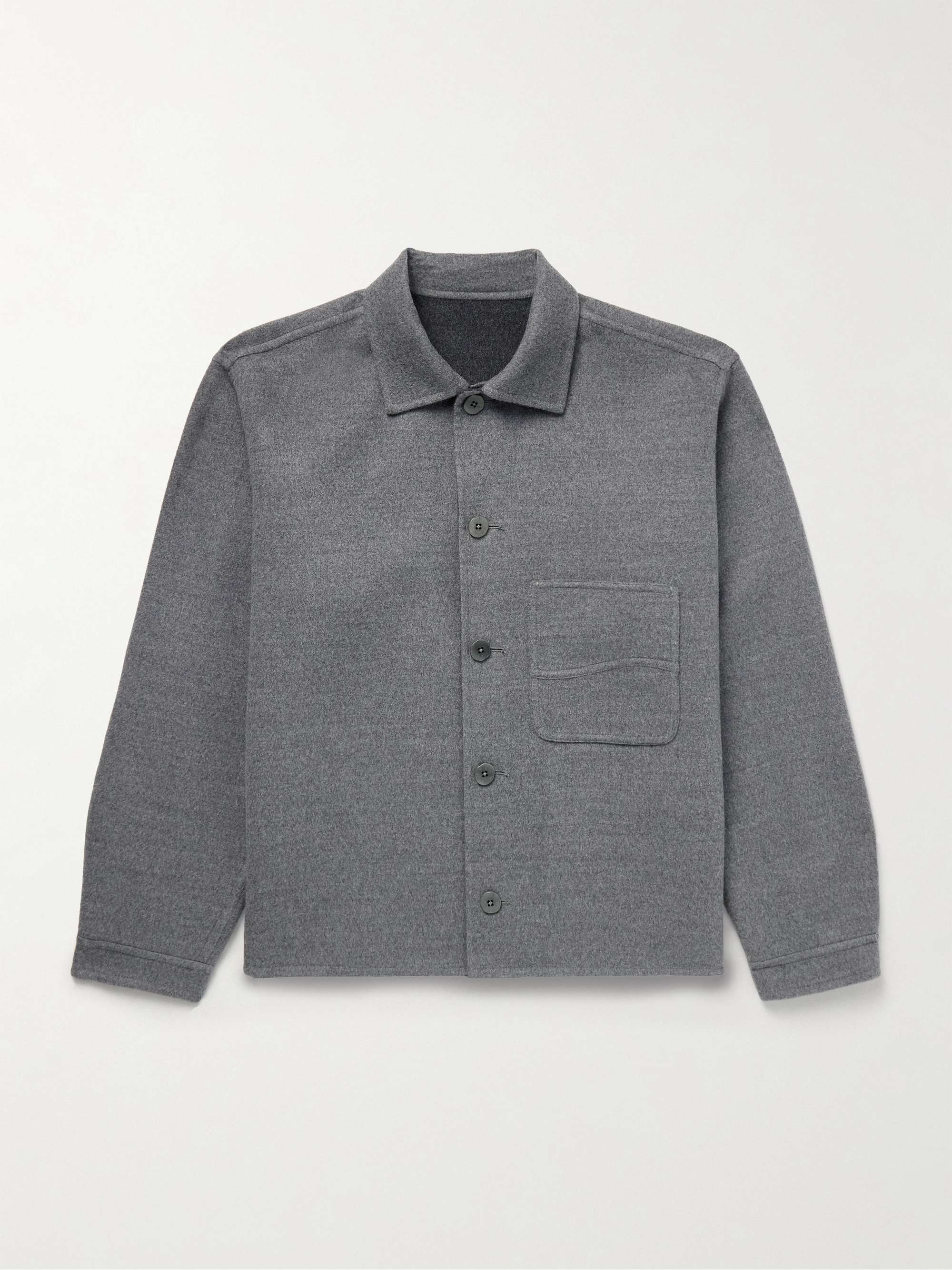 Wave Brushed Double-Faced Merino Wool Overshirt view