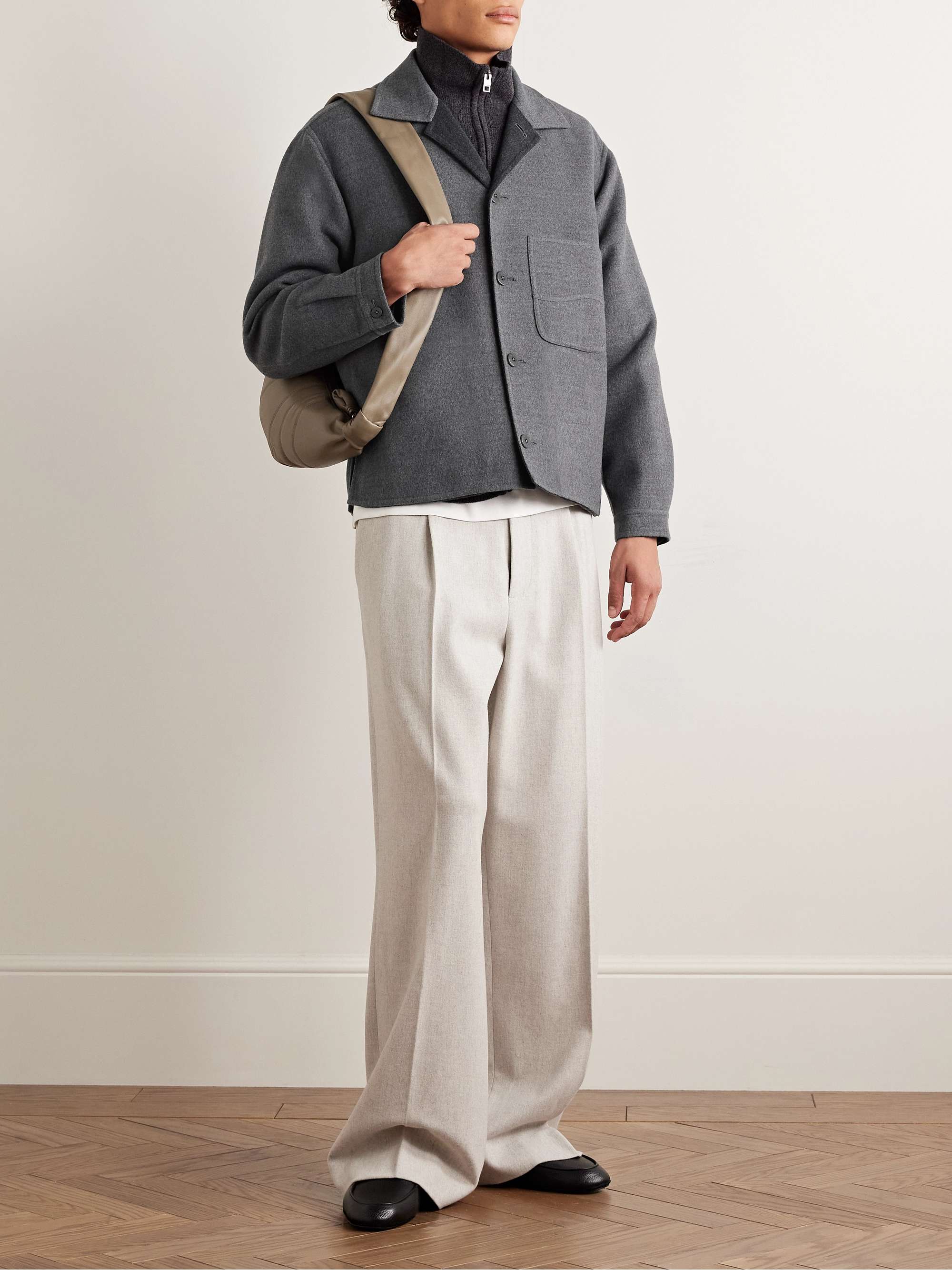 Wave Brushed Double-Faced Merino Wool Overshirt view