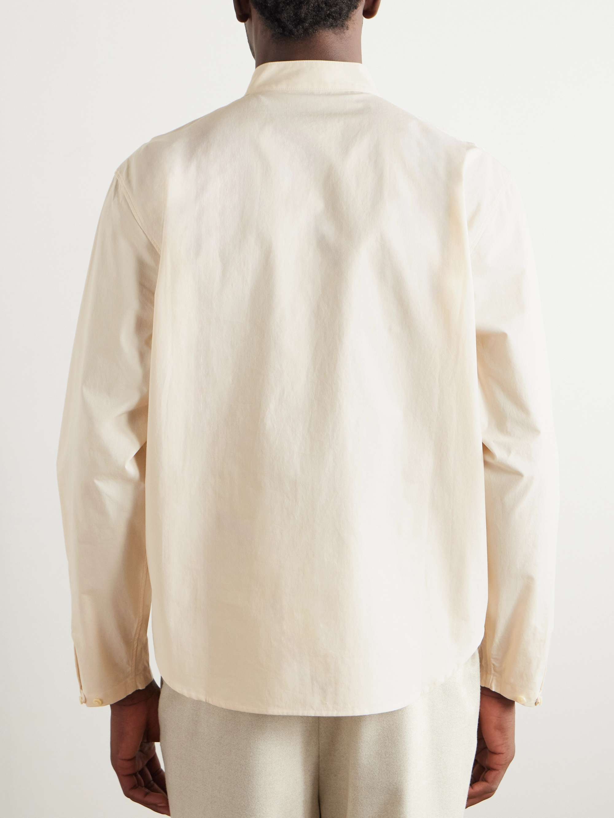 Grandad-Collar Cotton-Poplin Half-Placket Shirt view