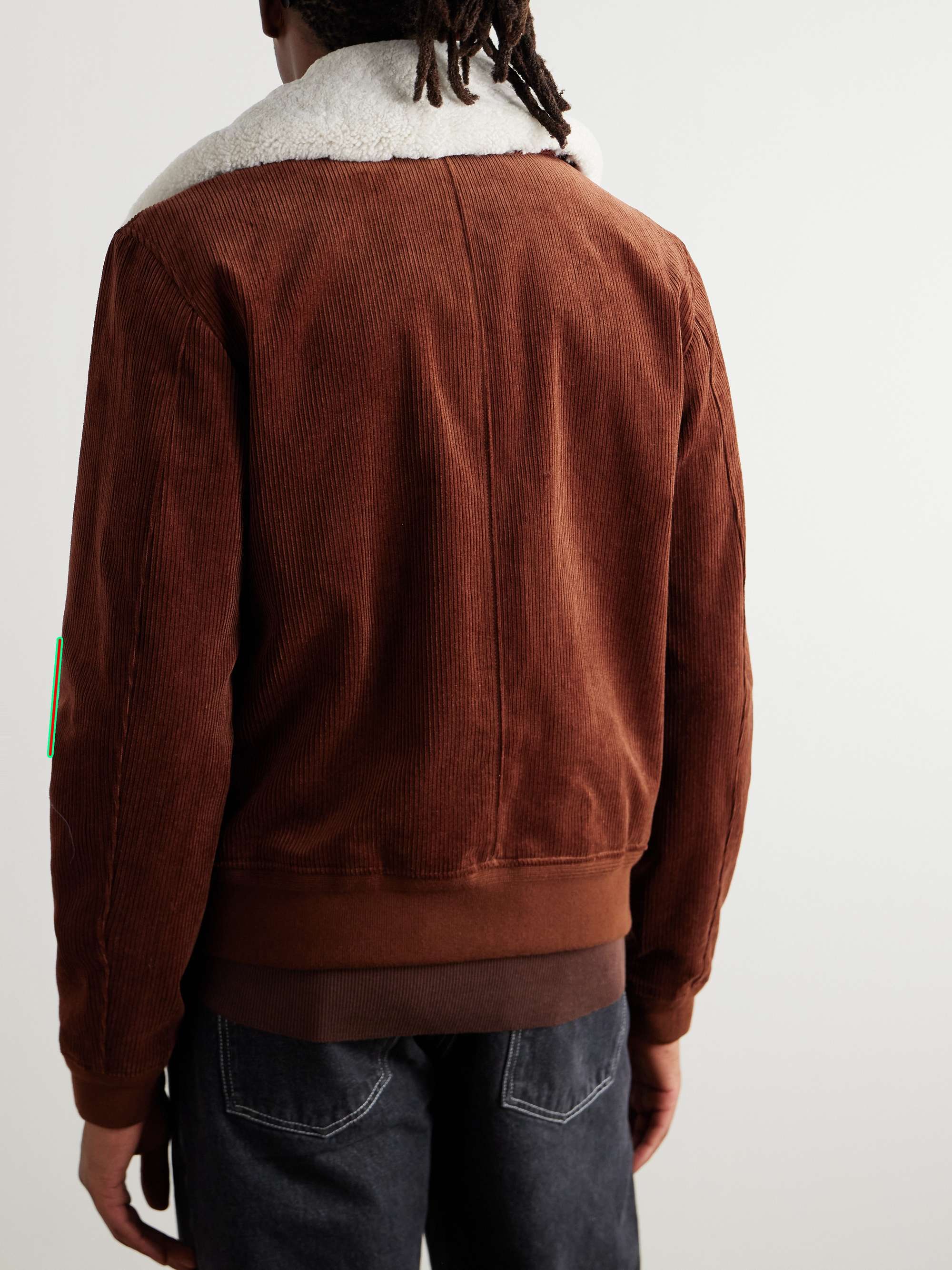 Shearling-Trimmed Cotton-Corduroy Bomber Jacket view