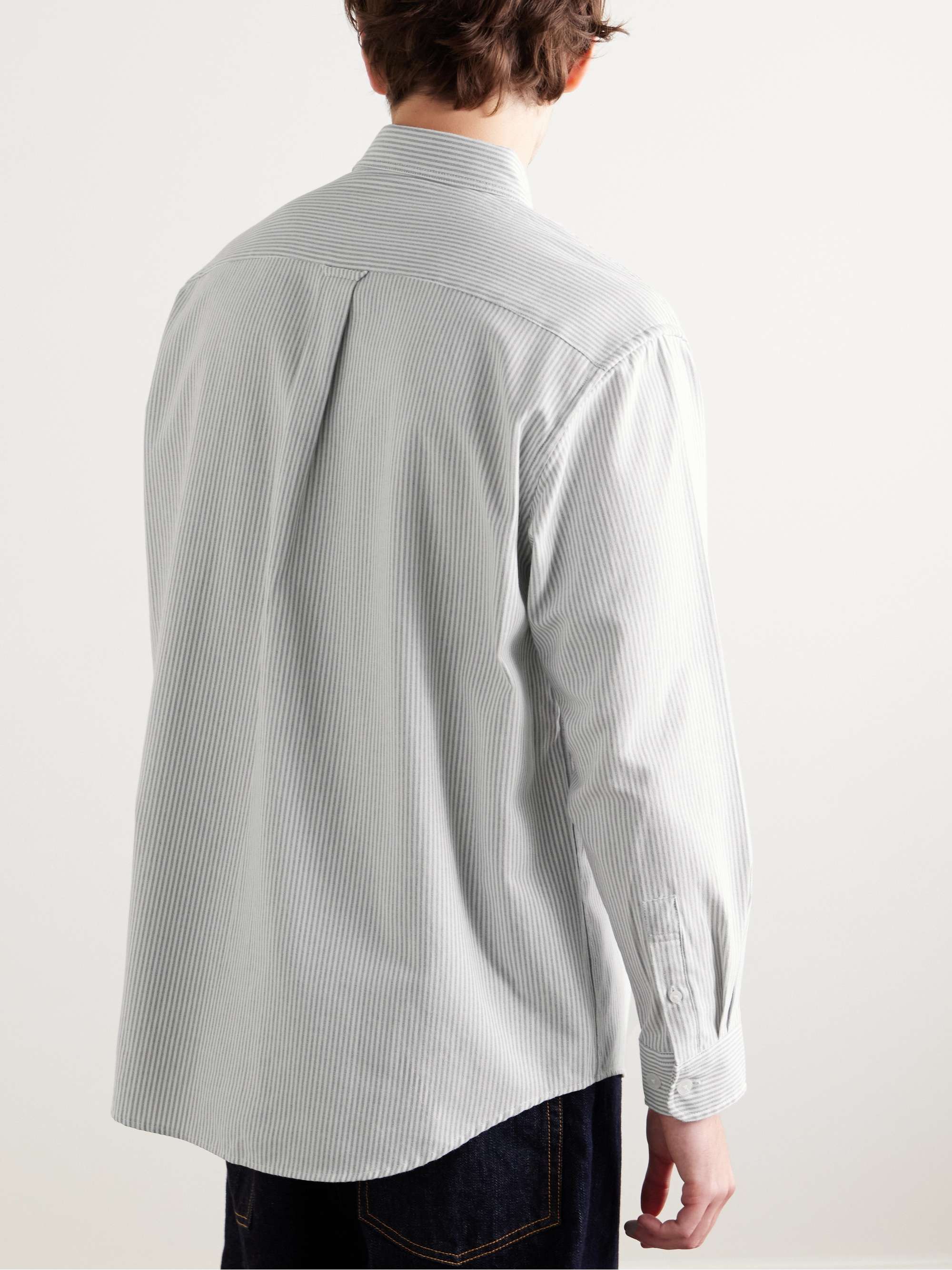 Button-Down Collar Striped Cotton-Blend Oxford Shirt view