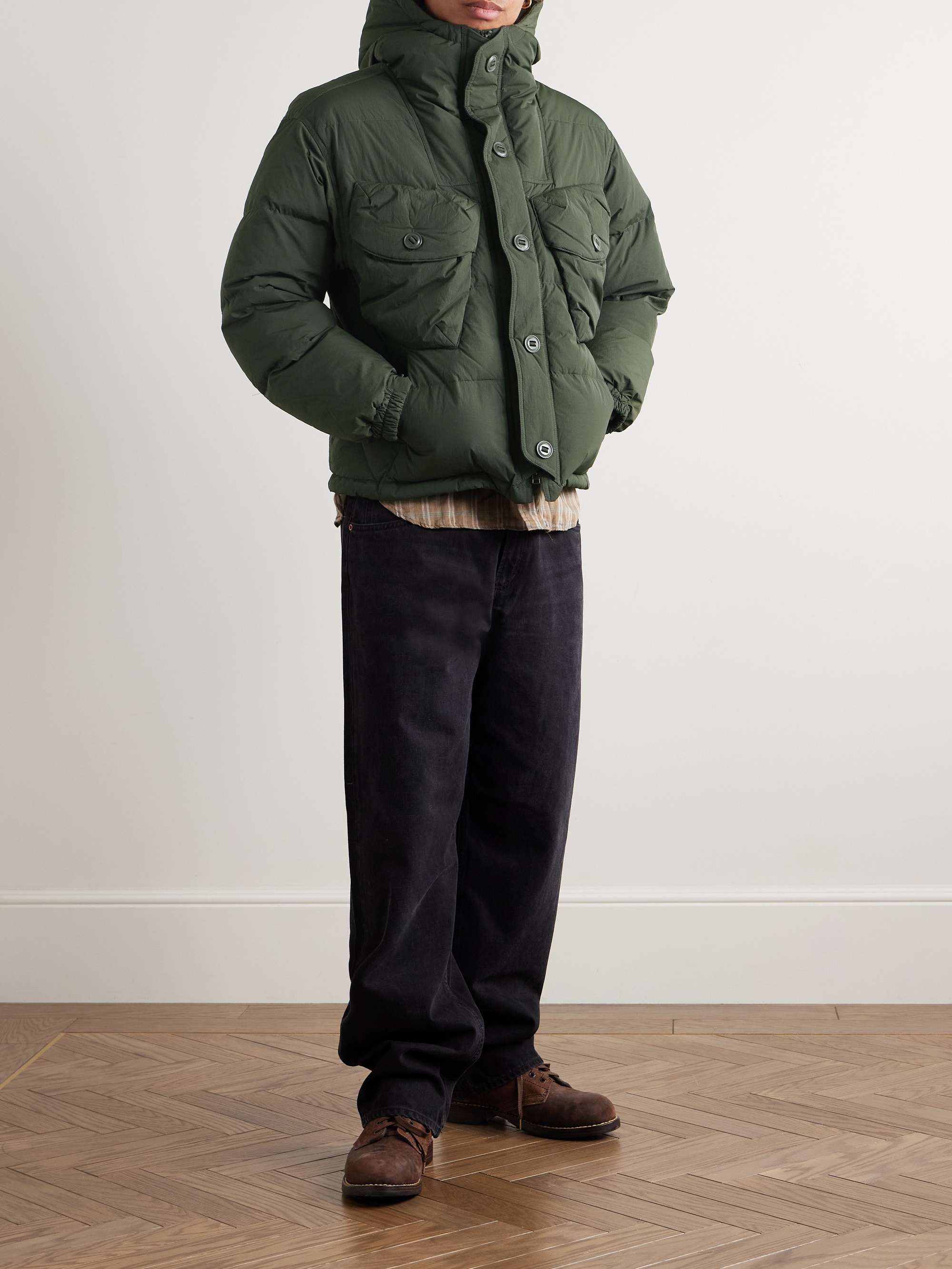 Slim-Fit Quilted Nylon Down Hooded Jacket view