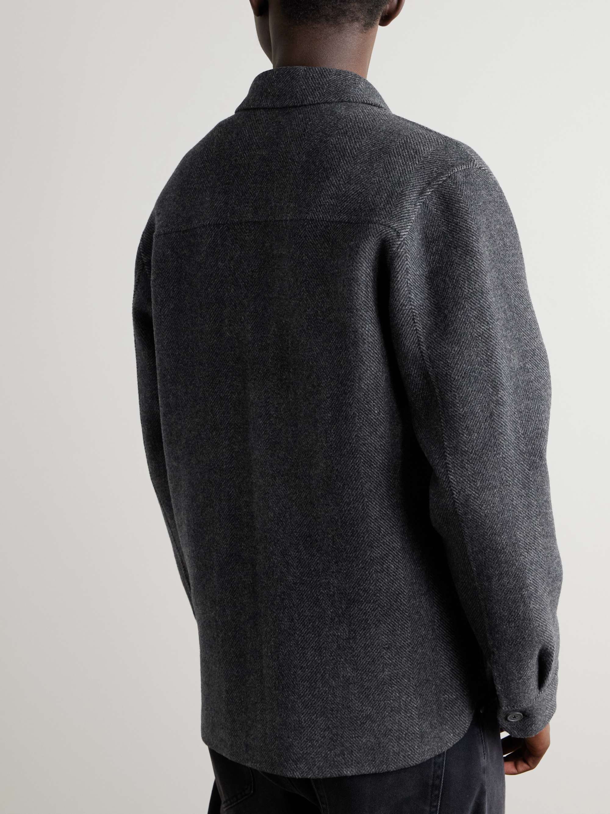 Herringbone Wool and Cashmere-Blend Flannel Overshirt view