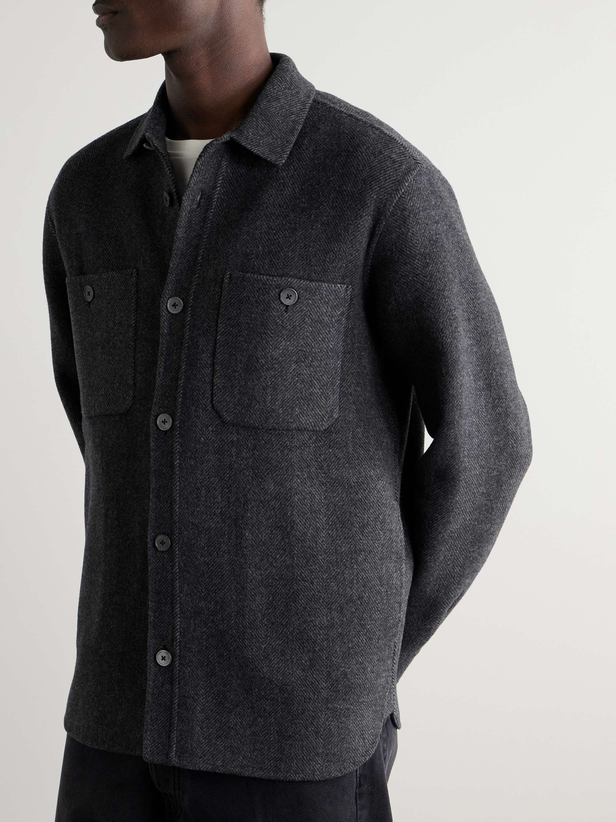 Herringbone Wool and Cashmere-Blend Flannel Overshirt view