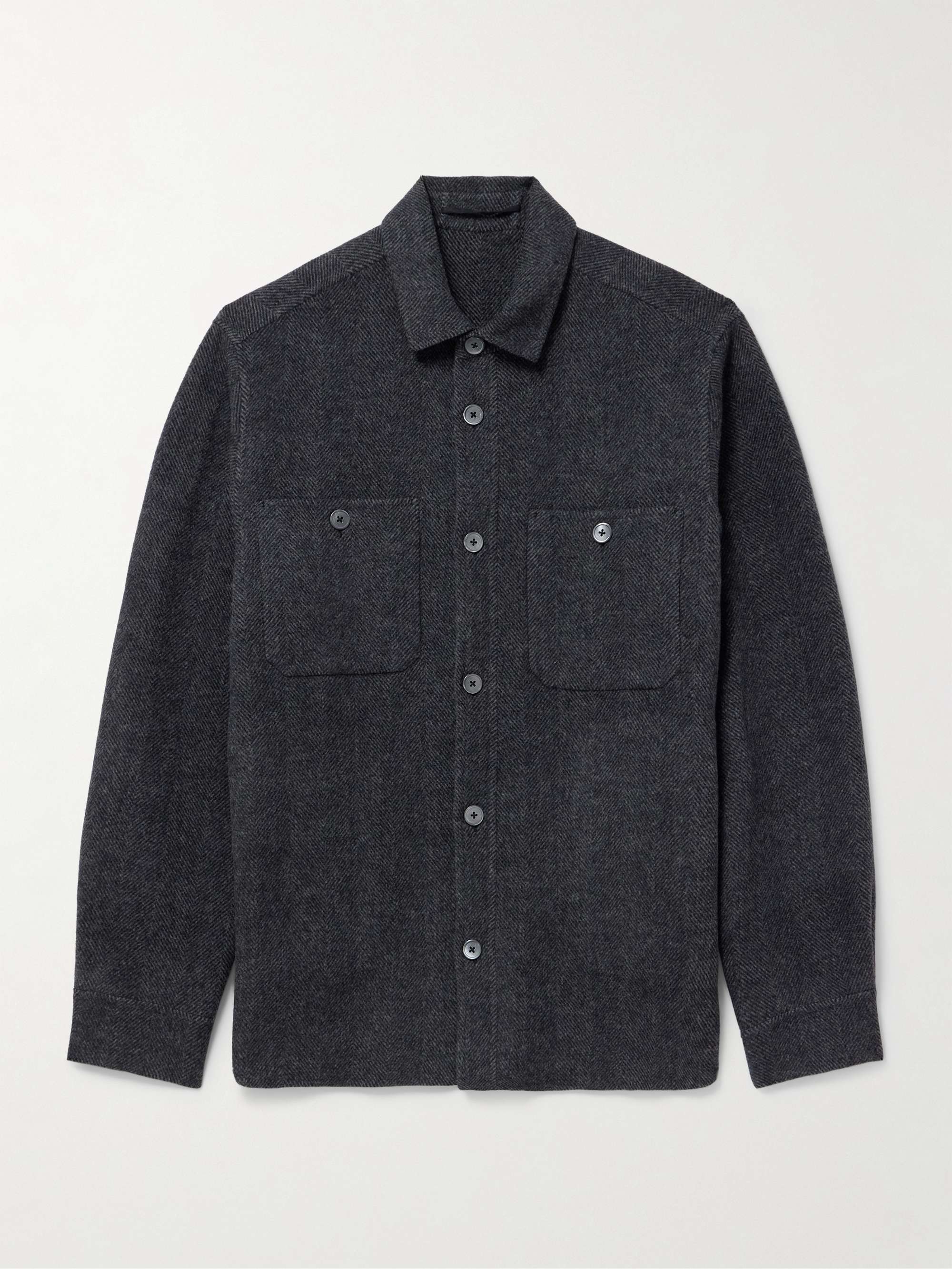 Herringbone Wool and Cashmere-Blend Flannel Overshirt view