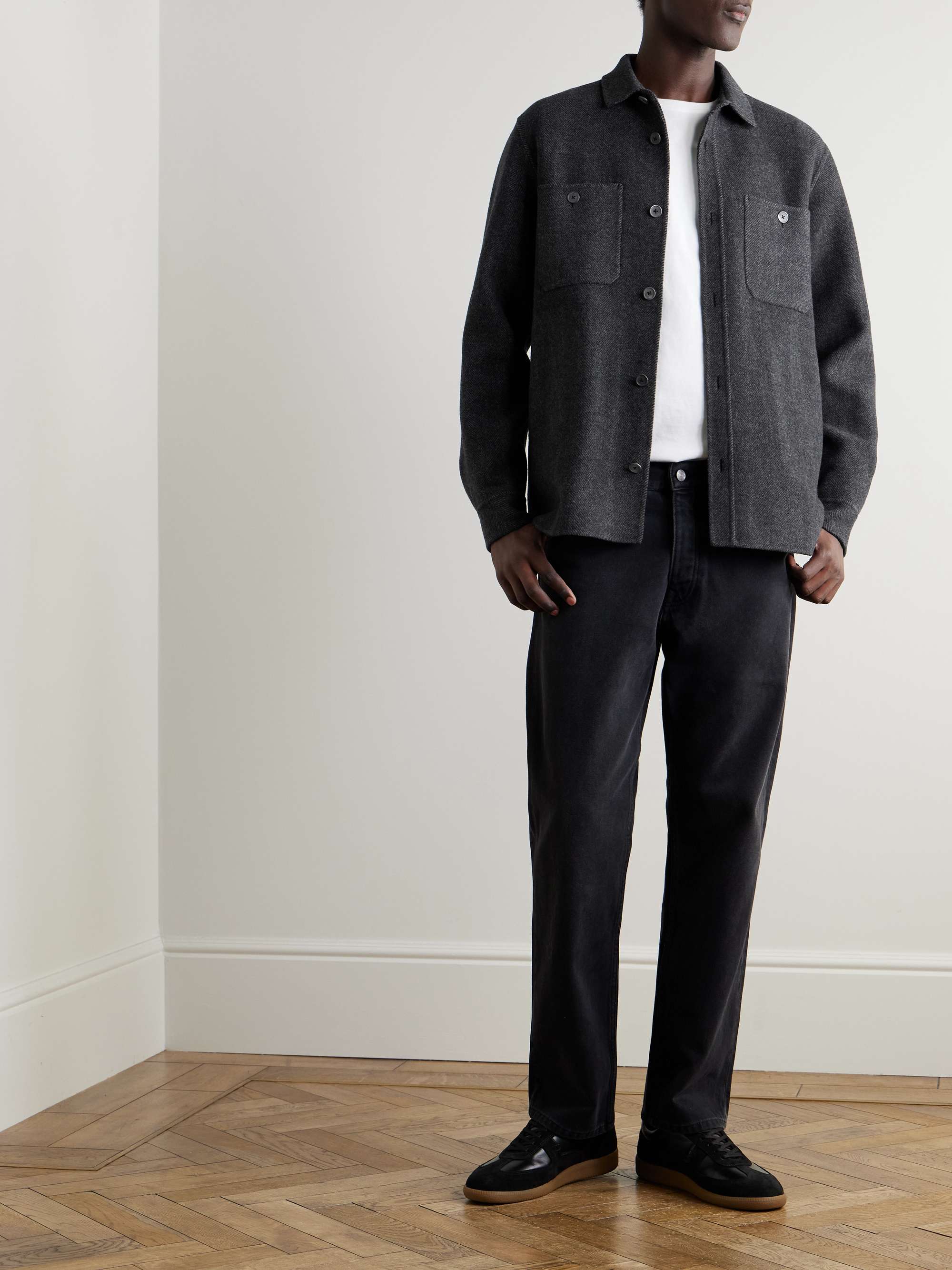 Herringbone Wool and Cashmere-Blend Flannel Overshirt view