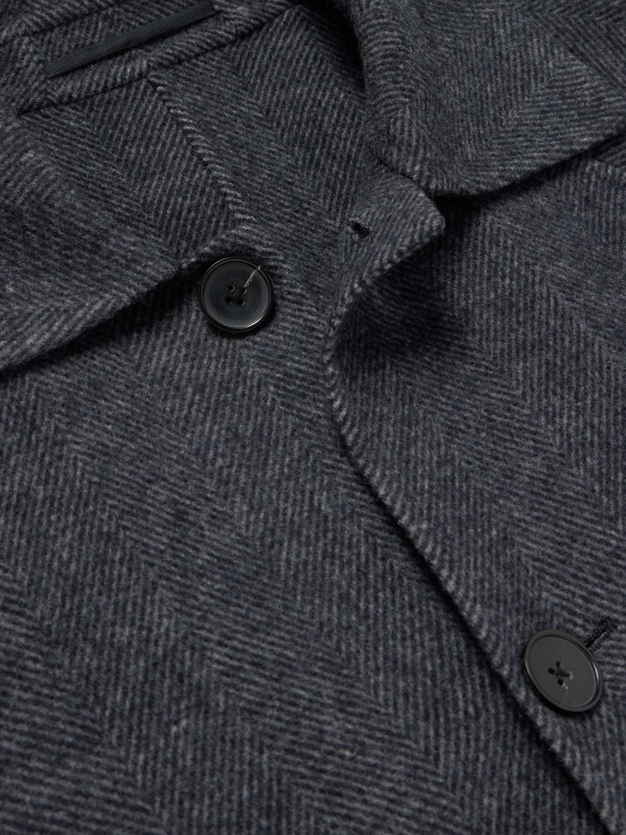 Herringbone Wool and Cashmere-Blend Flannel Coat view