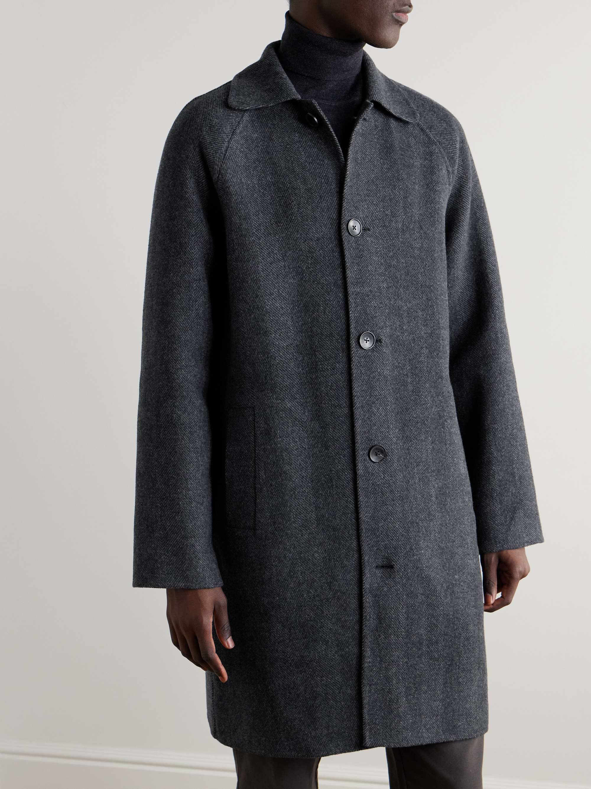 Herringbone Wool and Cashmere-Blend Flannel Coat view