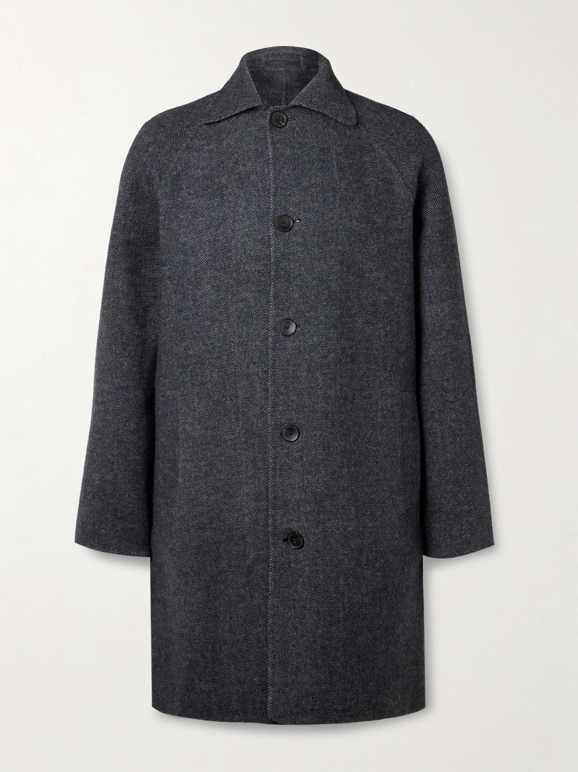 Herringbone Wool and Cashmere-Blend Flannel Coat view