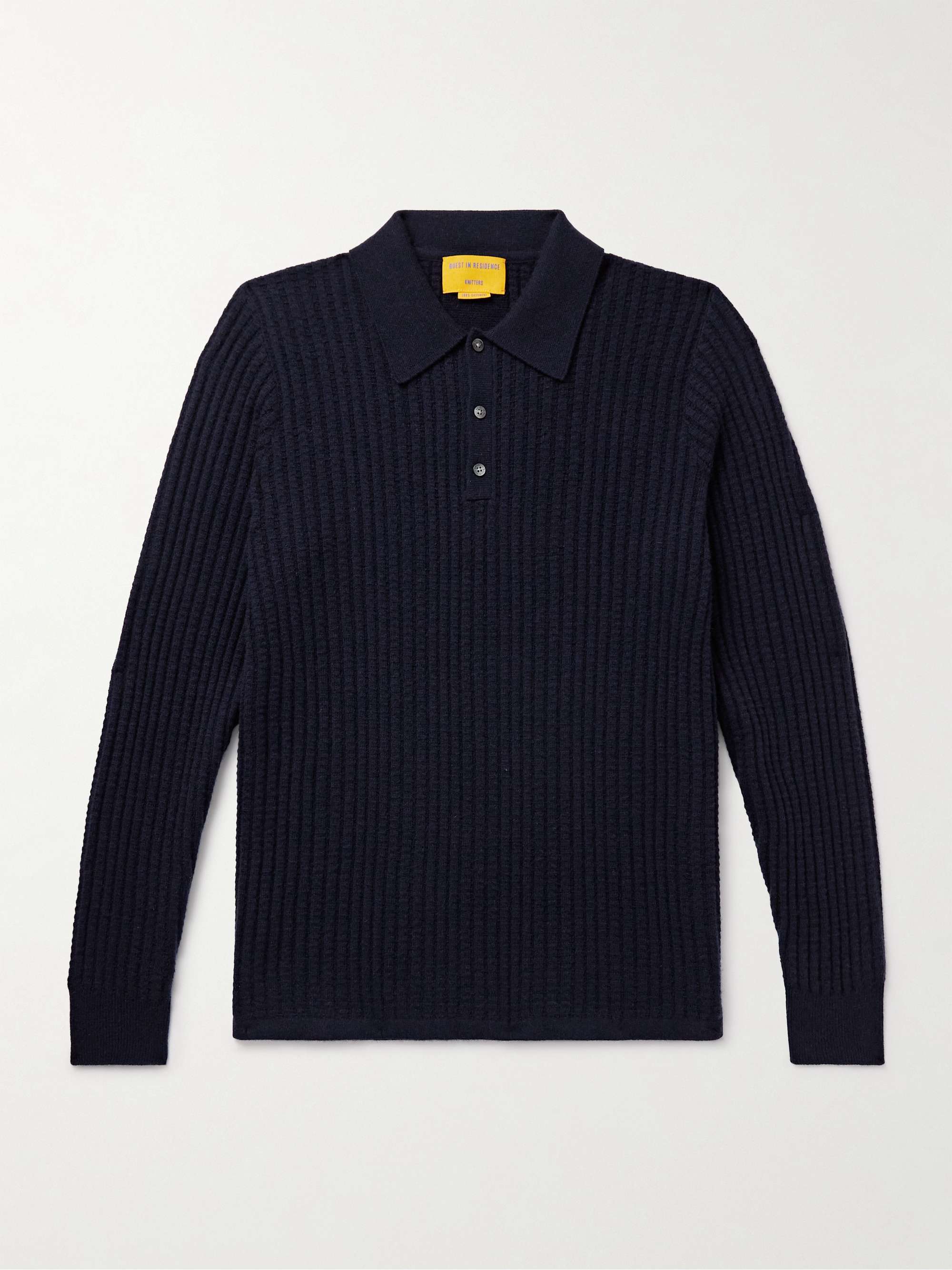 Theo Waffle-Knit Cashmere Polo Shirt view