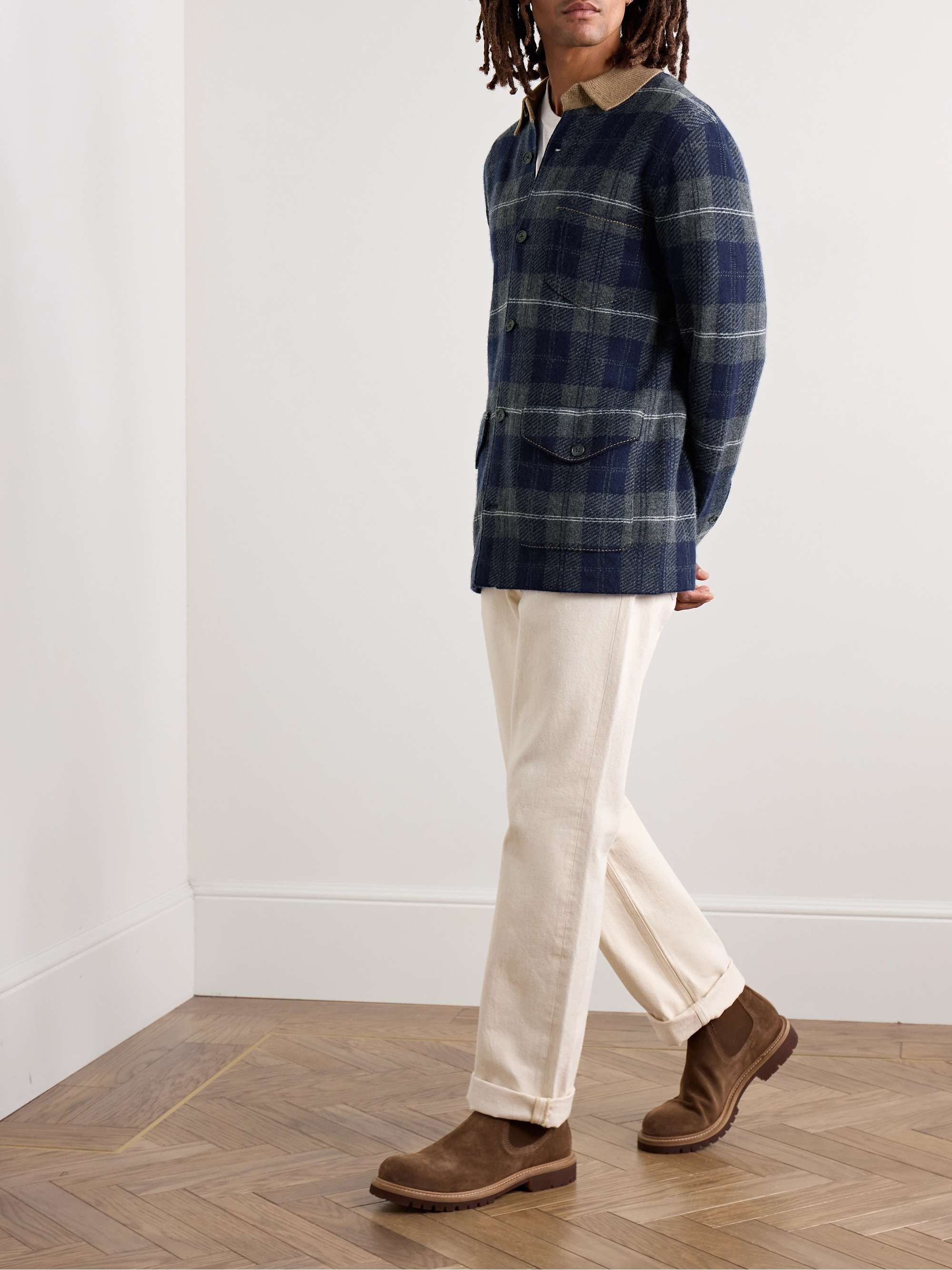 Checked Wool and Cashmere-Blend Overshirt view