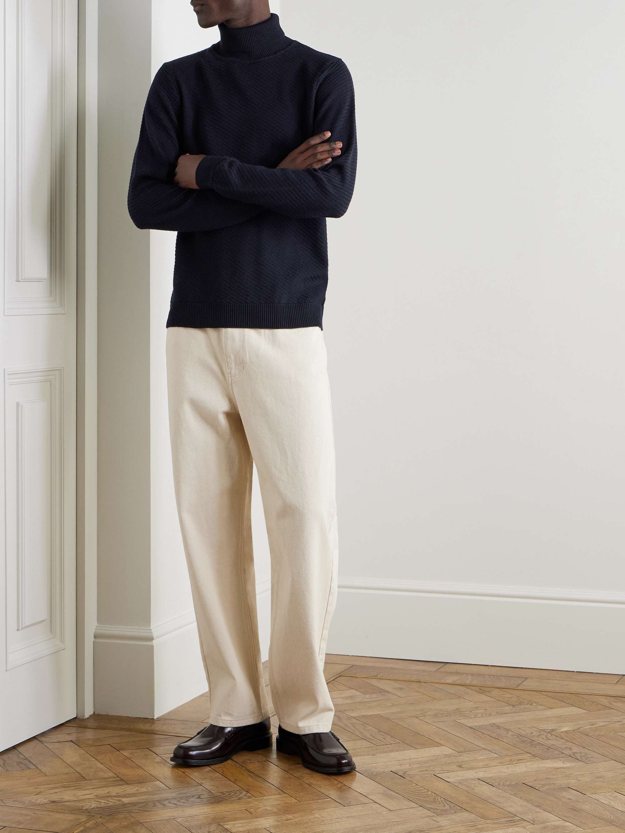 Slim-Fit Ribbed Merino Wool Rollneck Sweater view