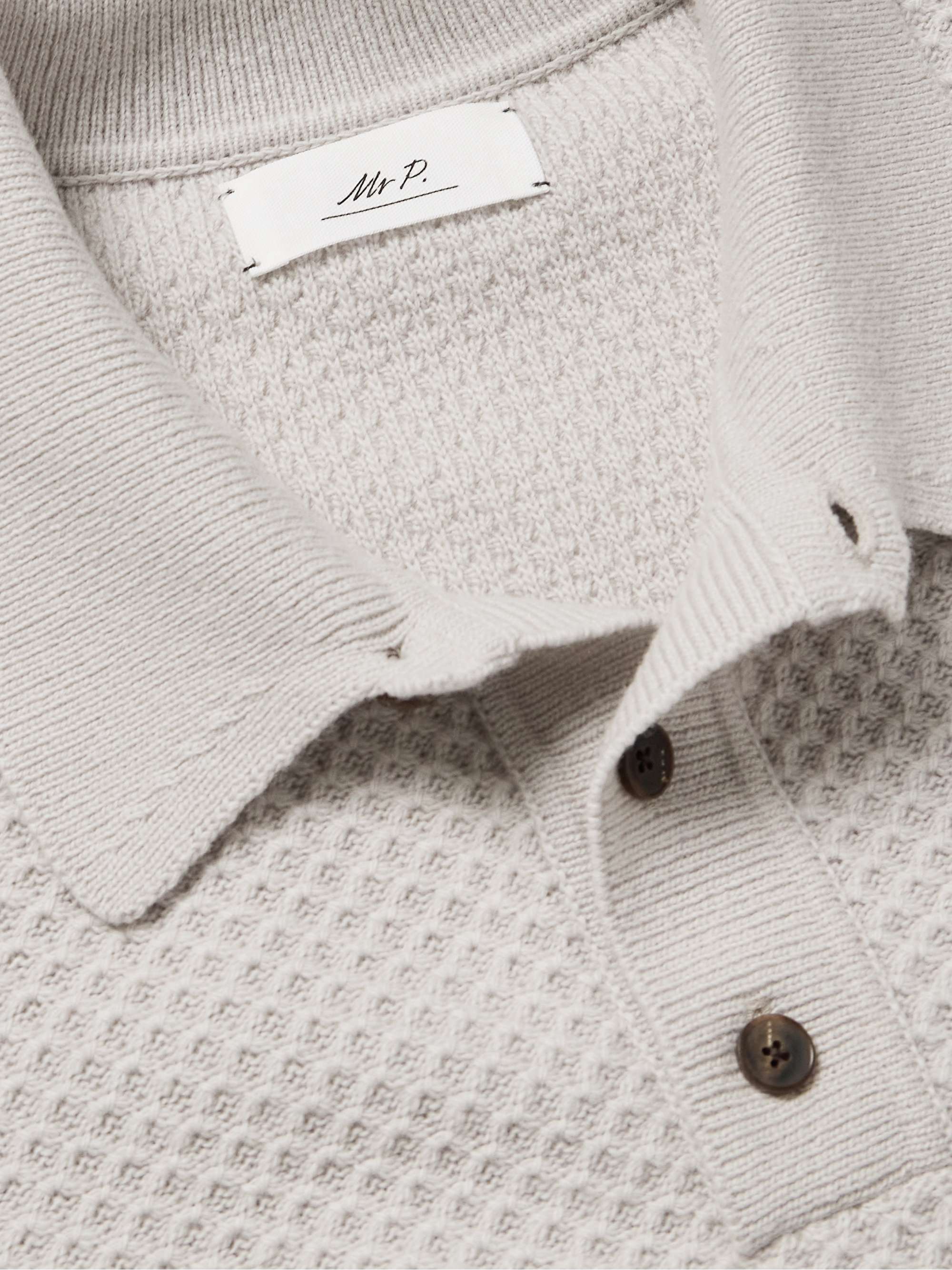 Honeycomb-Knit Wool Polo Shirt view