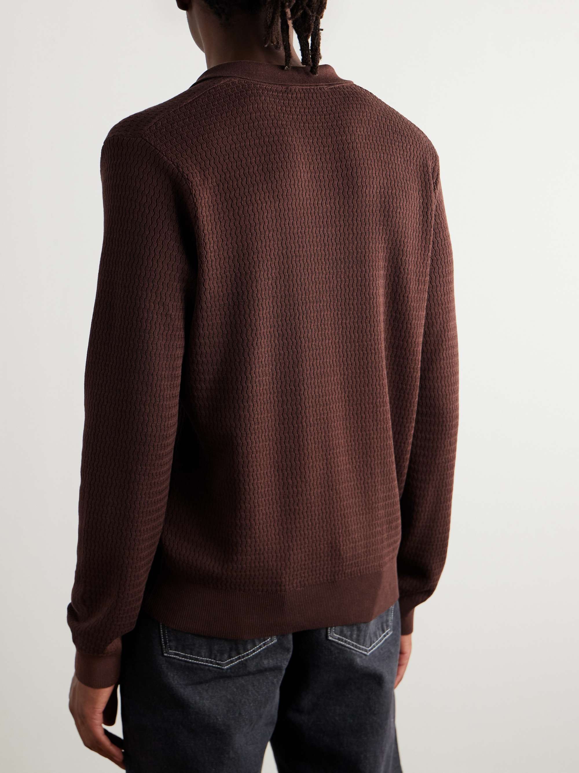 Textured Cotton and Silk-Blend Polo Shirt view