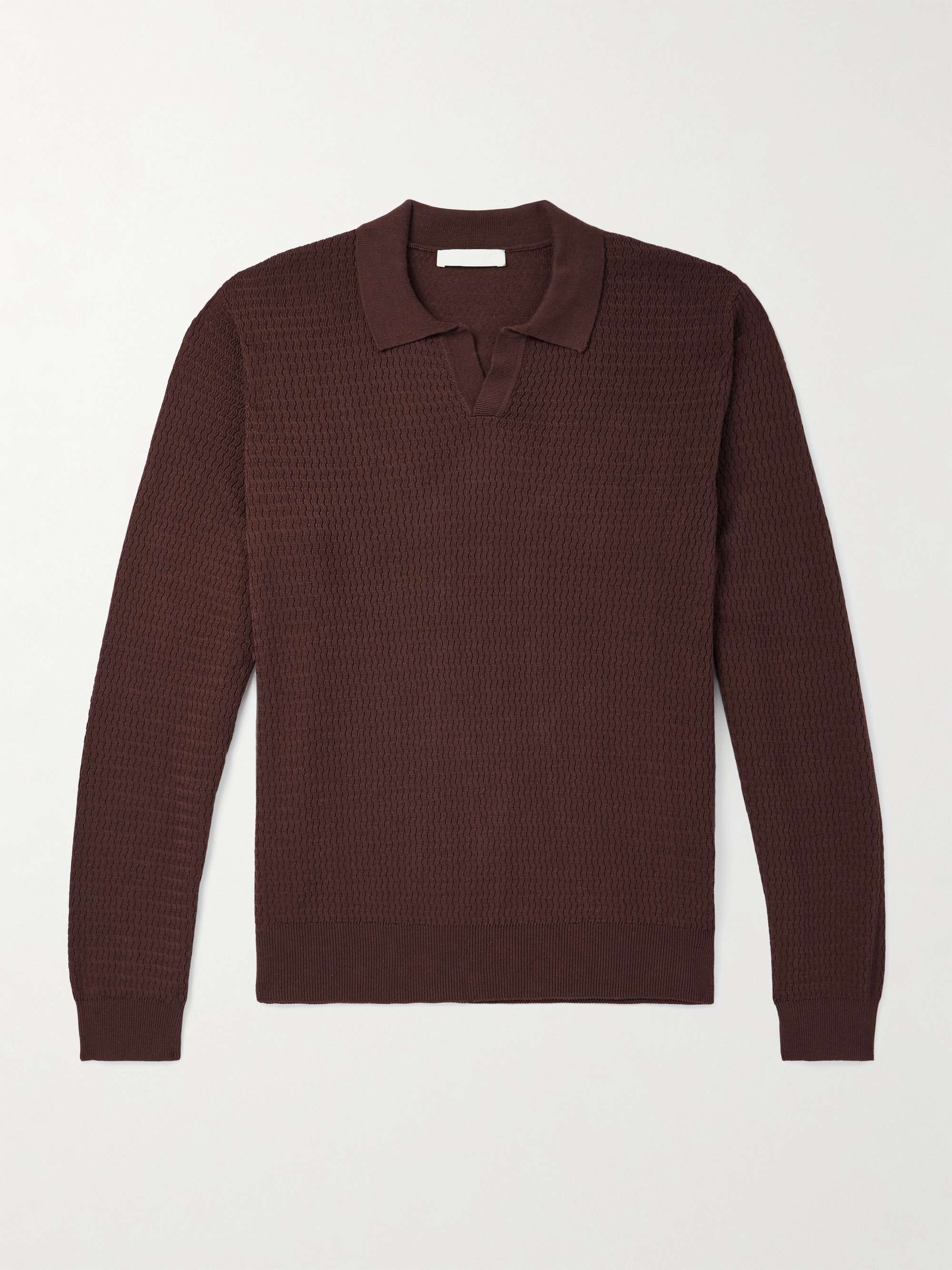 Textured Cotton and Silk-Blend Polo Shirt view