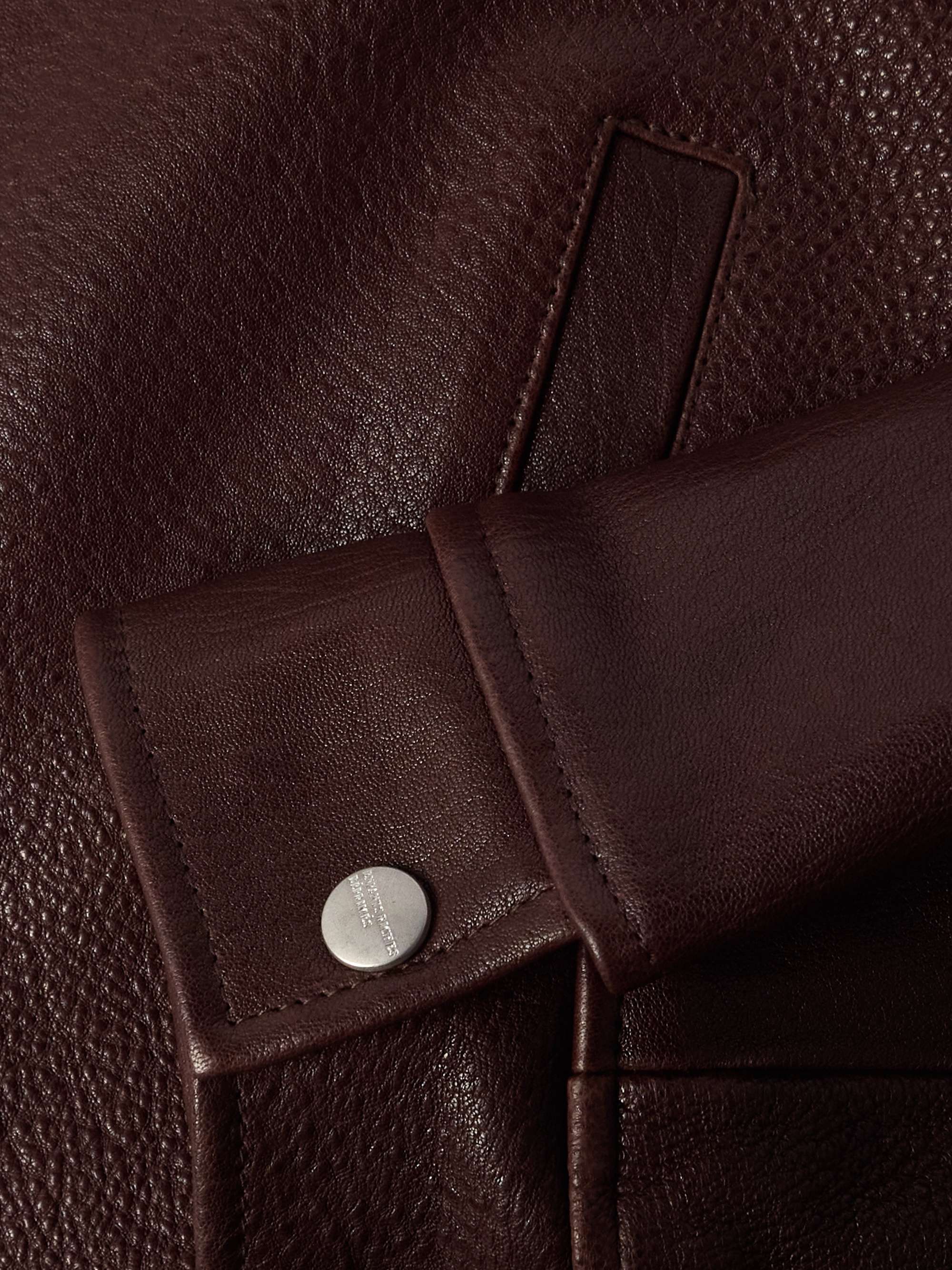 Distressed Textured and Pebble-Grain Leather Jacket view