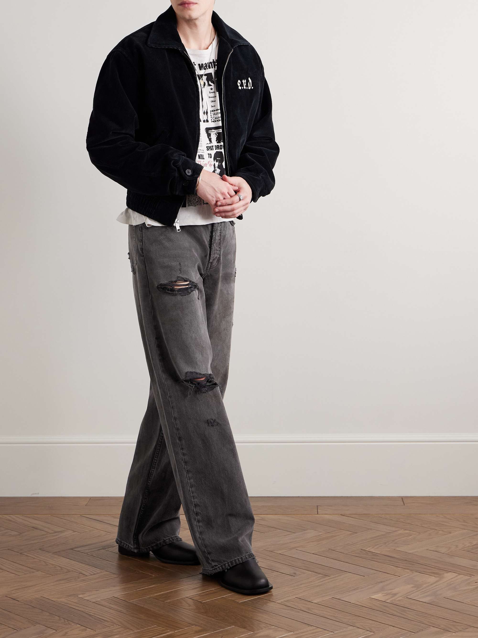 Corpse Pose Wide-Leg Distressed Jeans view