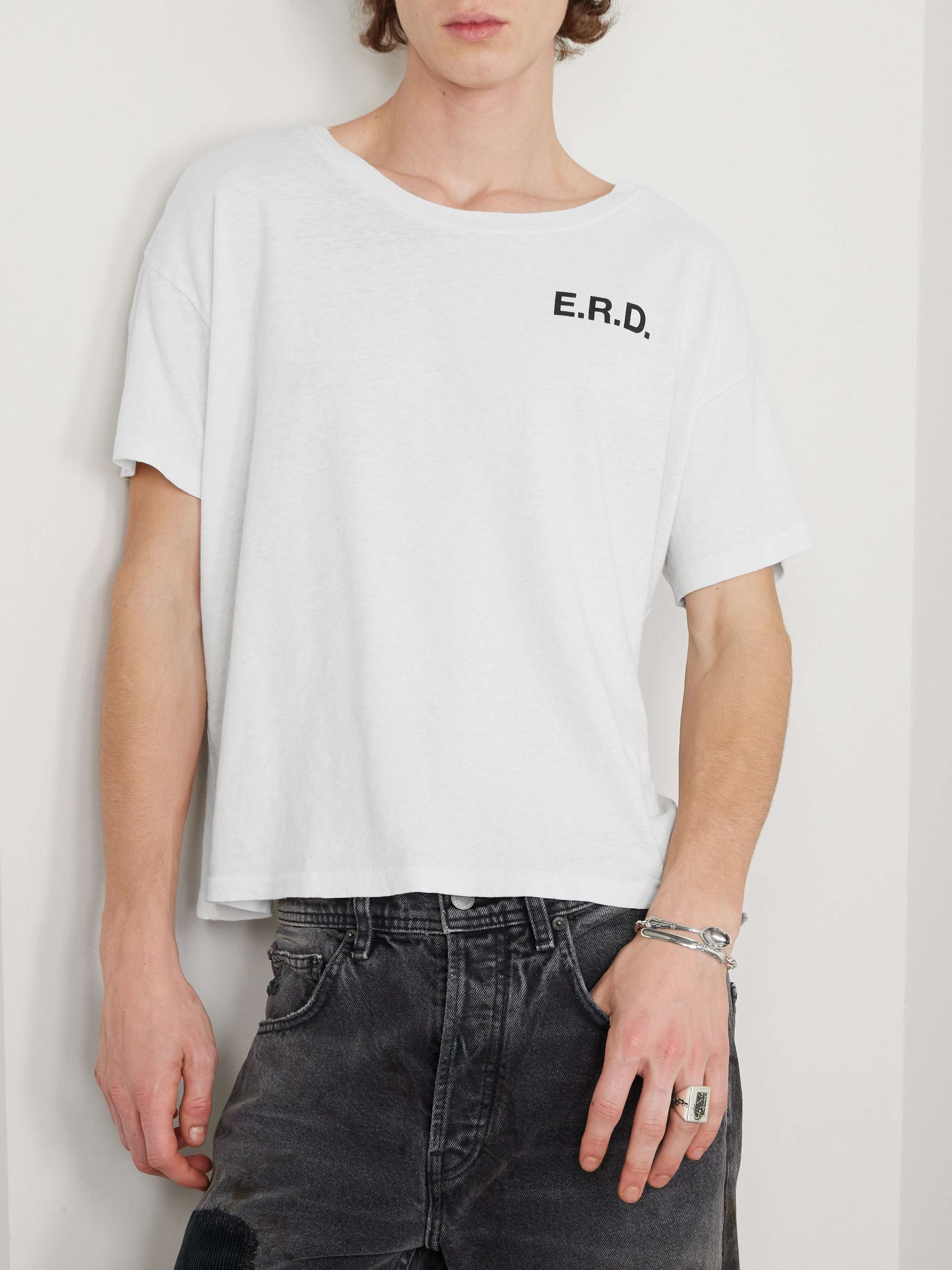A Public Apology Cropped Printed Cotton-Jersey T-Shirt view