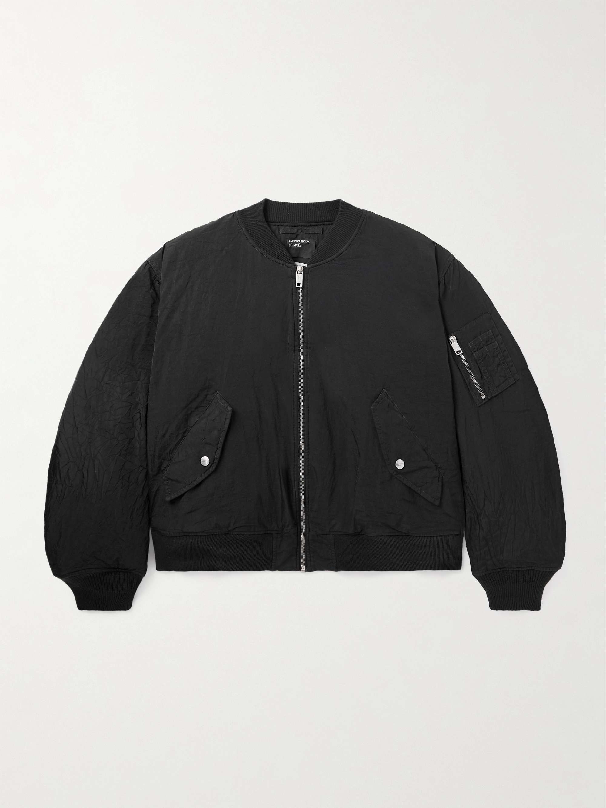 Padded Printed Crinkled-Shell Bomber Jacket view