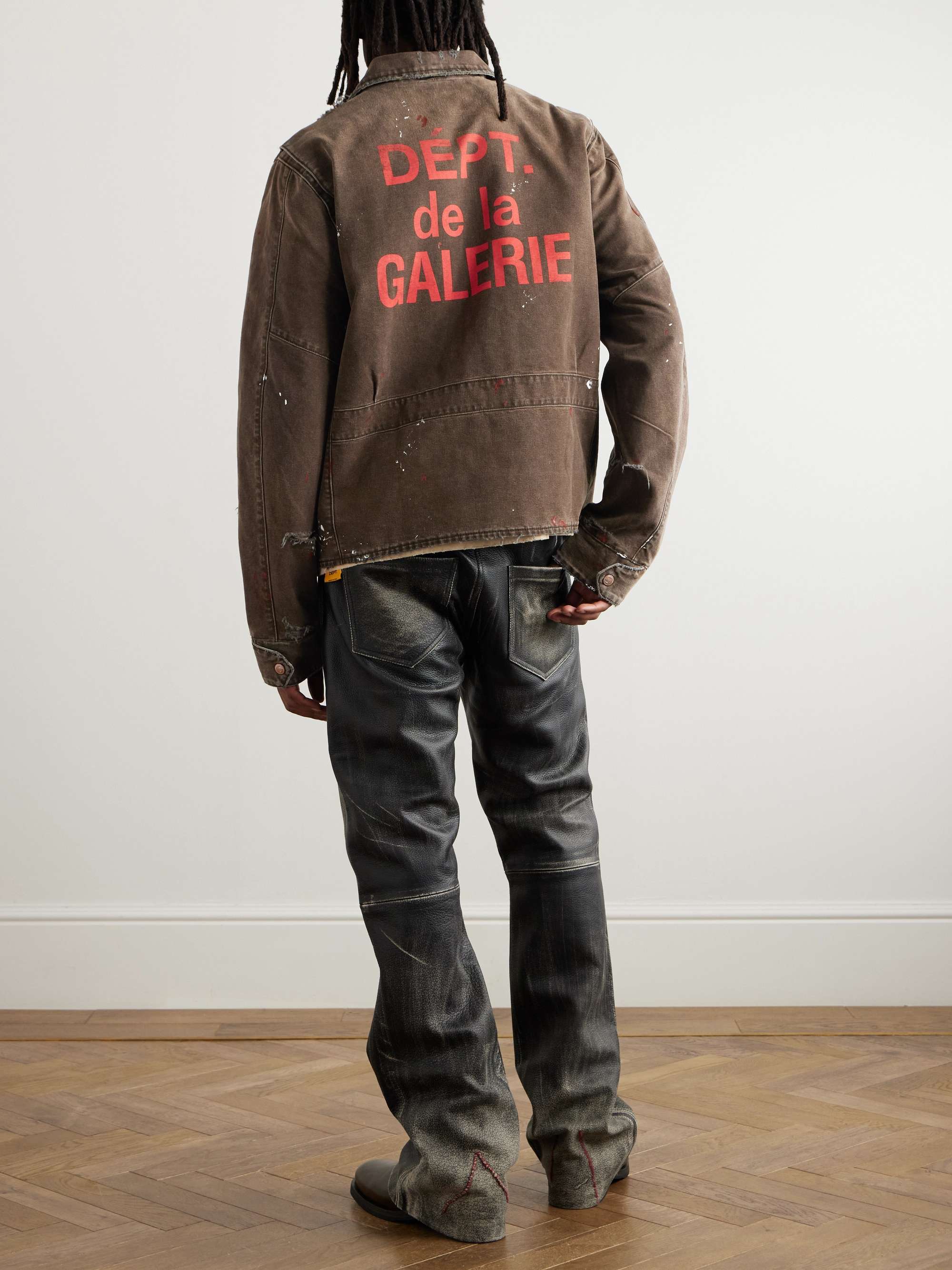 Billy B Paint-Splattered Distressed Coated-Canvas Jacket view