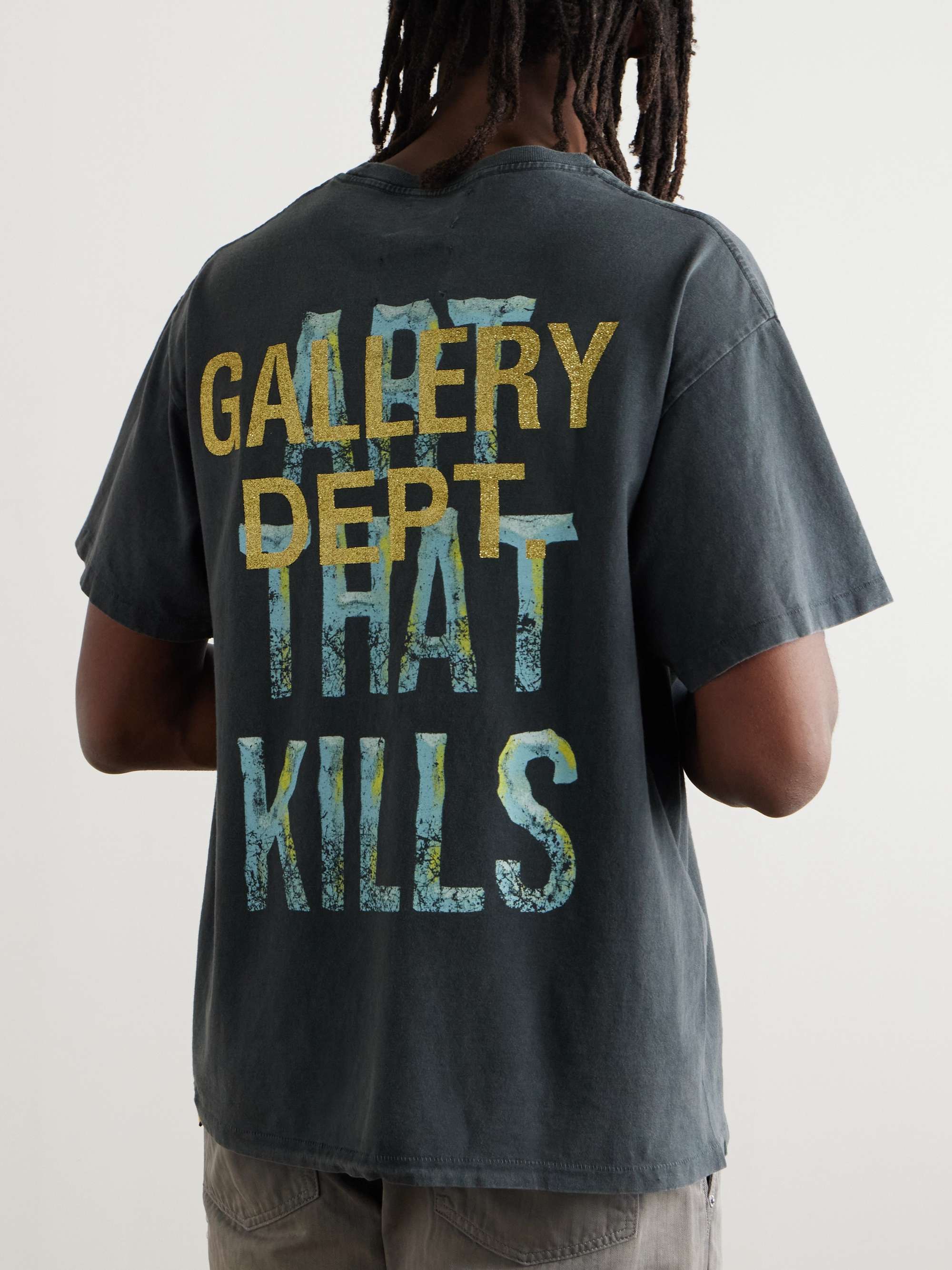 Printed Glittered Cotton-Jersey T-Shirt view