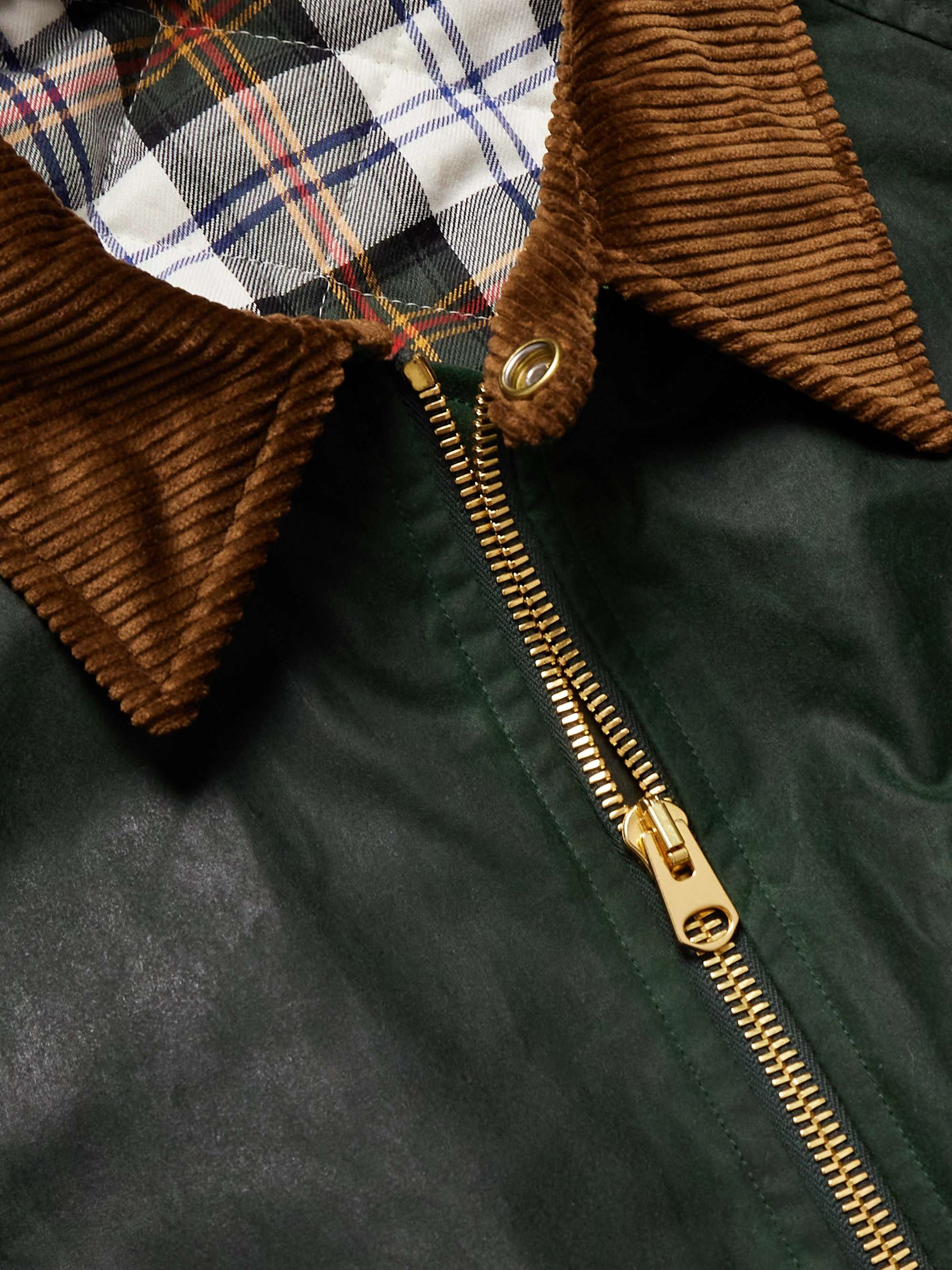 Corduroy-Trimmed Waxed-Cotton Jacket view