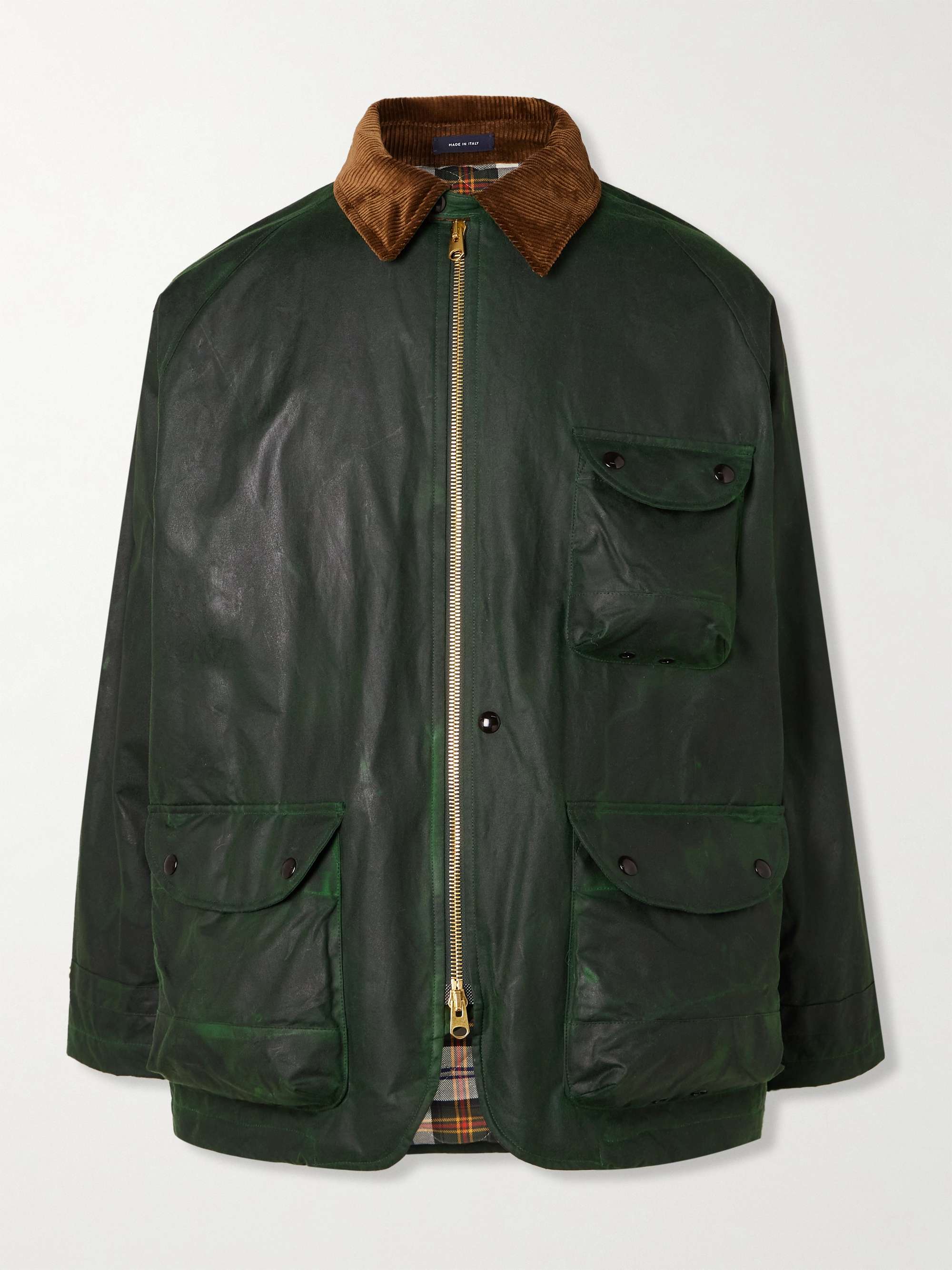 Corduroy-Trimmed Waxed-Cotton Jacket view